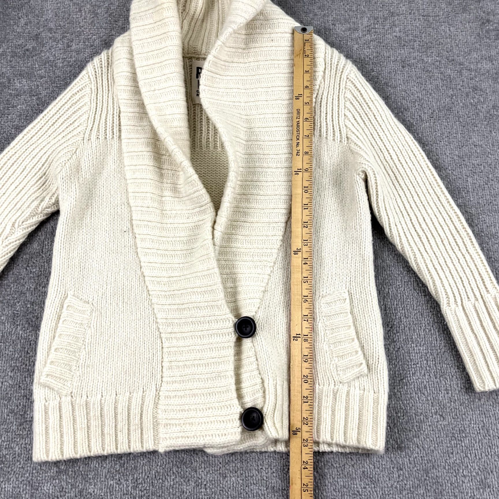 Vintage RUEHL Cardigan Womens Medium Brown Wool Alpaca Cable Knit Shawl Button Sweater Size M / US 6-8 / IT 42-44 - 5 Thumbnail