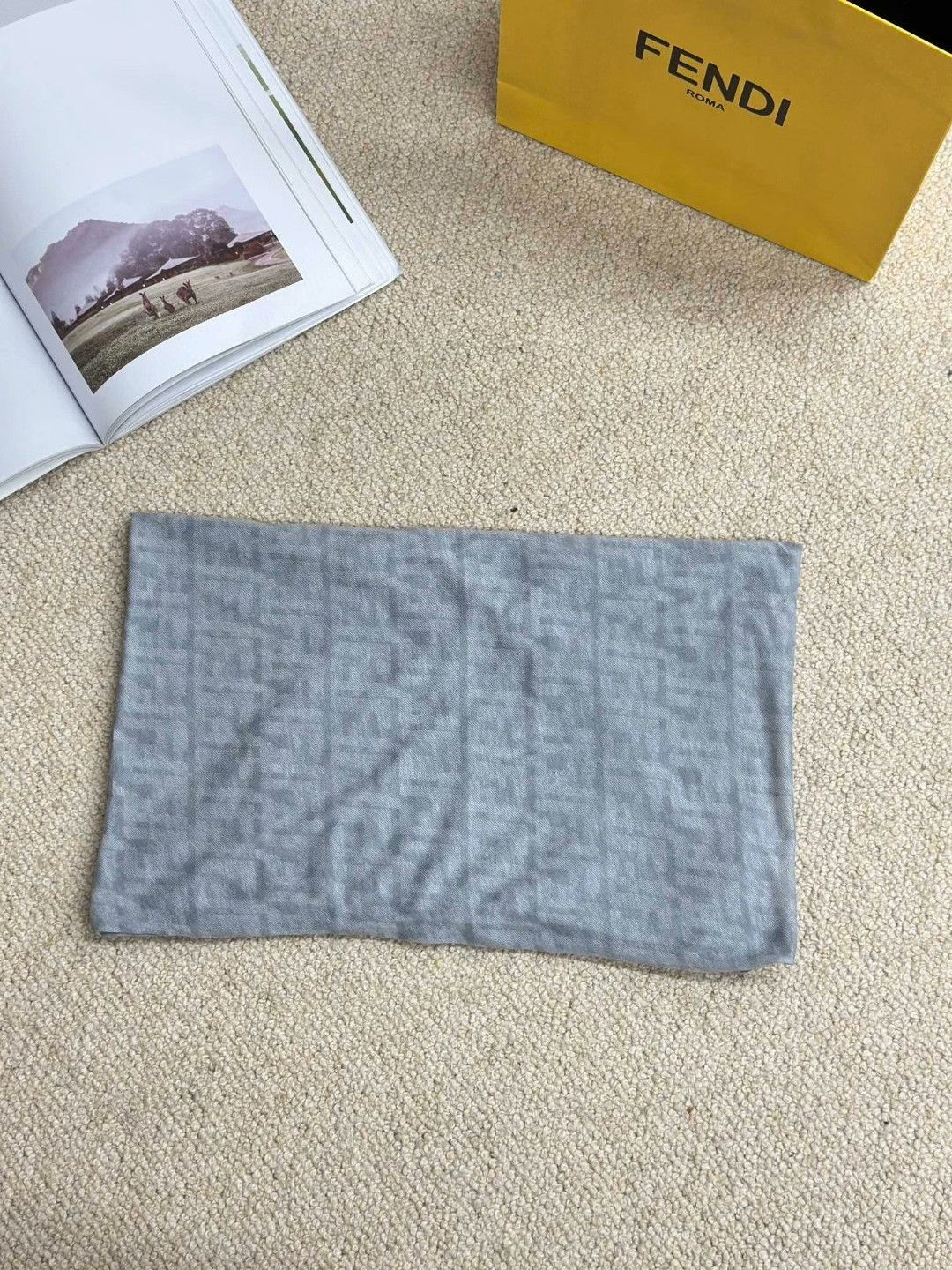Fendi Fendi Light Blue Jacquard Long Scarf Size ONE SIZE - 1 Thumbnail