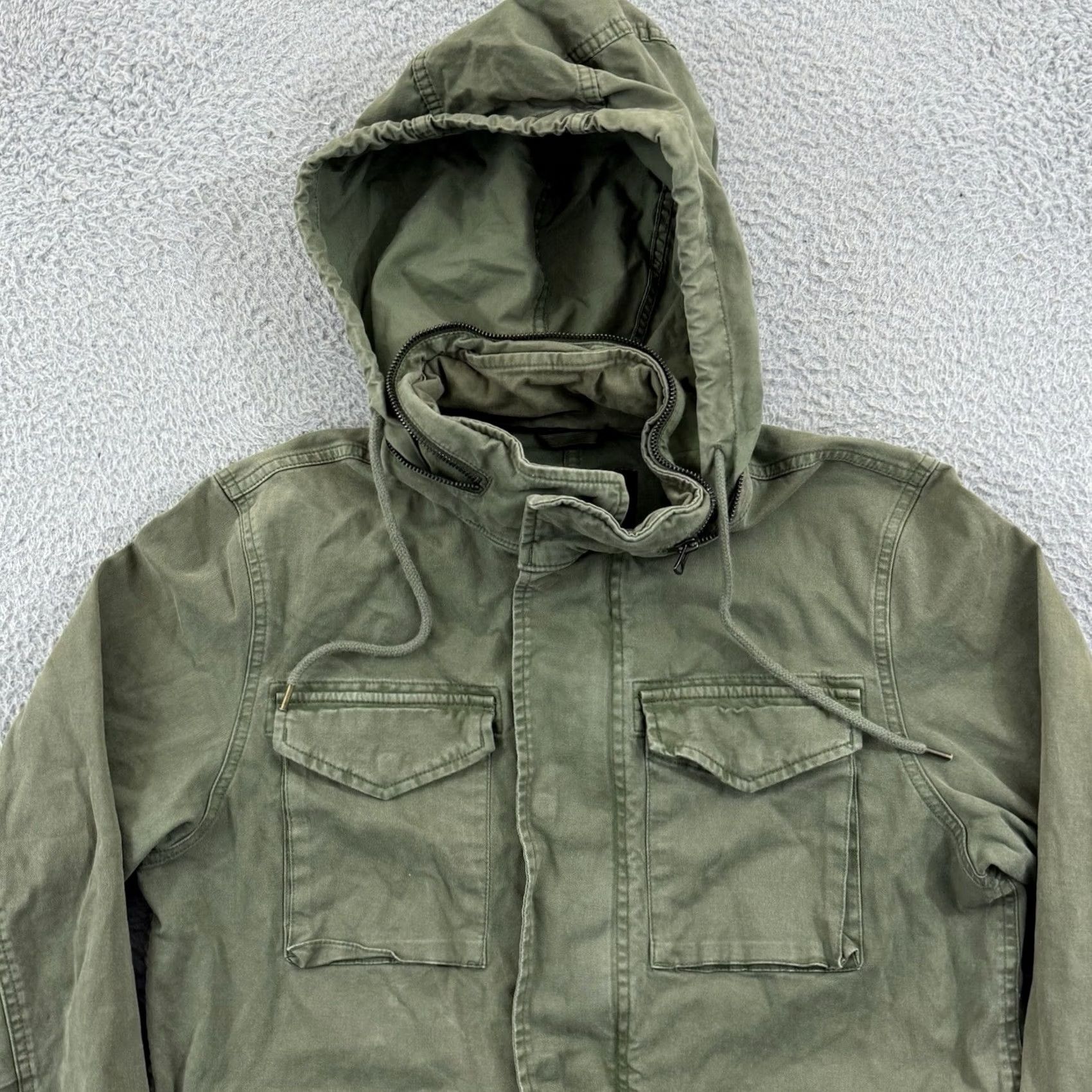 Old Navy VINTAGE Old Navy Jacket Womens Medium Green Zip Snap Hooded Military Y2K Size M / US 6-8 / IT 42-44 - 3 Thumbnail