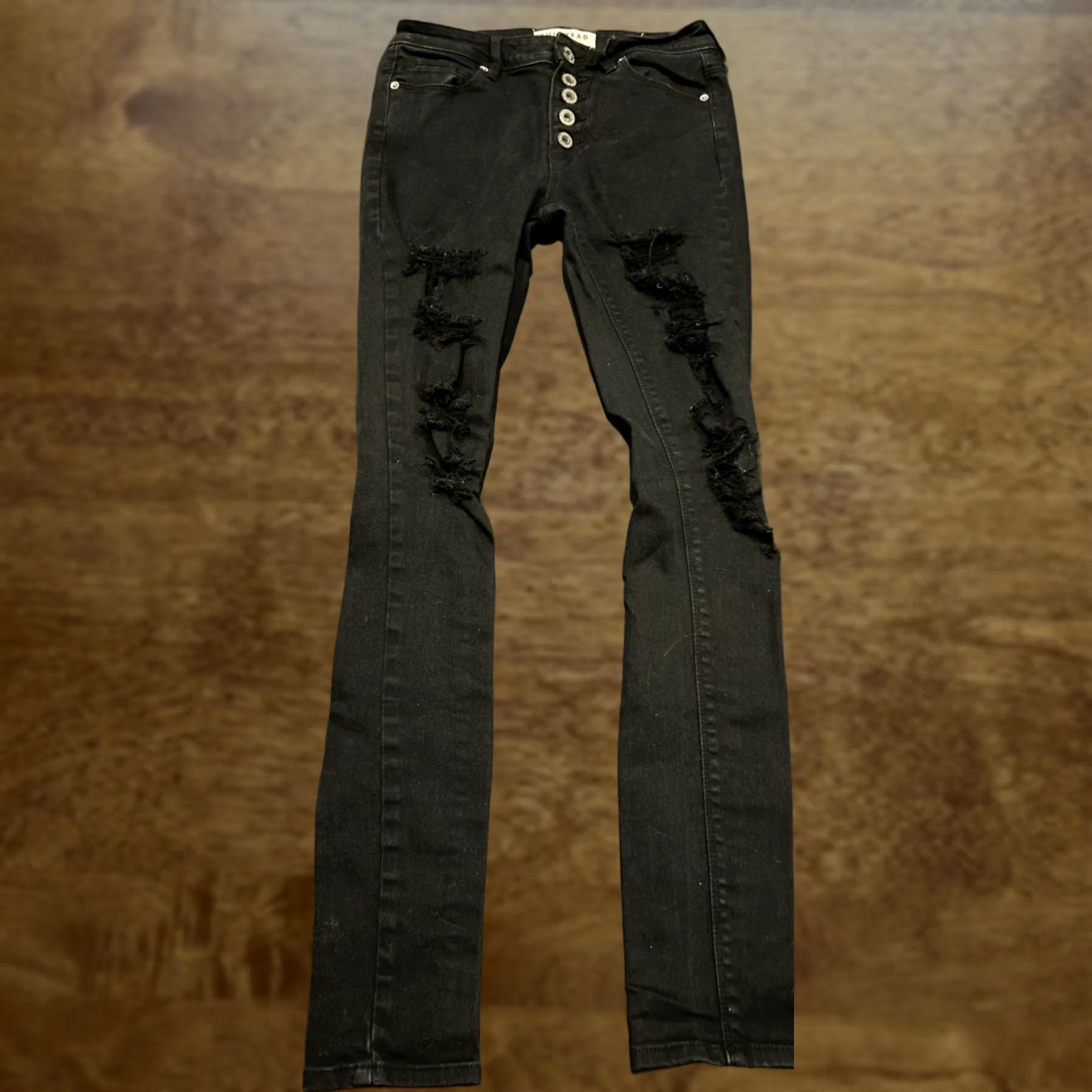 CO Bullhead Denim Co Jeans Juniors Size 3 Black Skinny Slim Button Pocket Cotton Blend Denim Inseam 28 in Womens Boys? Size 26" / US 2 / IT 38 - 1 Thumbnail