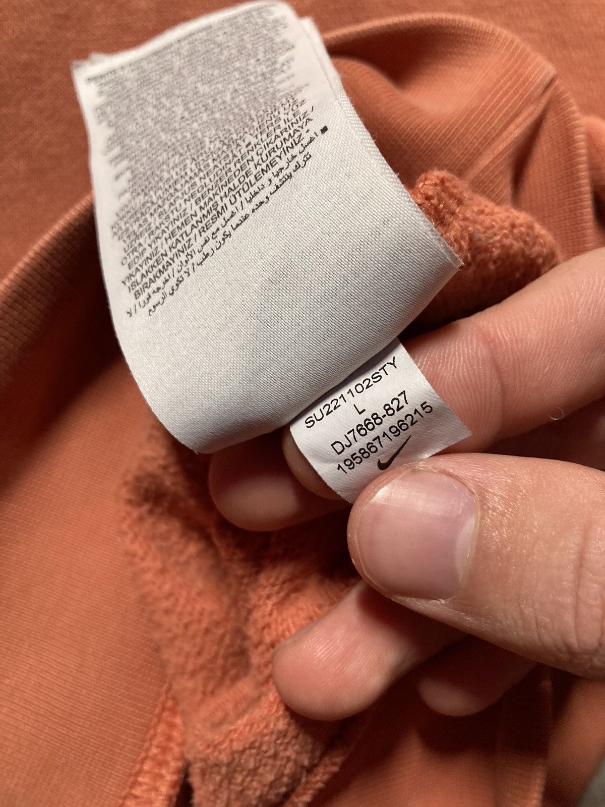 Nike × Vintage ⛩️ Nike Hoodie Center Logo Vintage Y2K Baggy Faded orange Size US L / EU 52-54 / 3 - 5 Thumbnail
