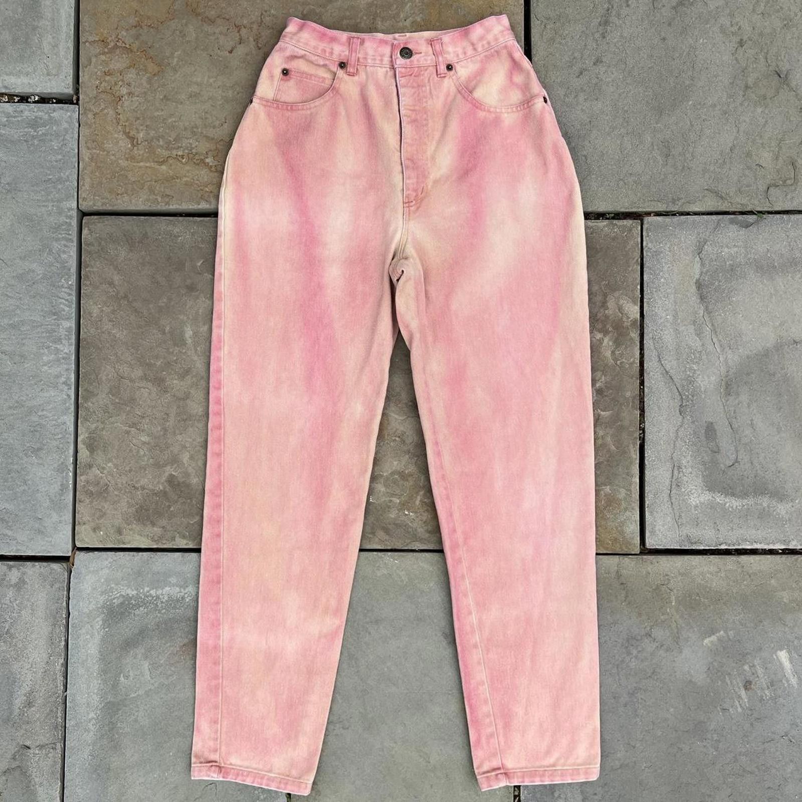Vintage Vintage 90s Reworked Upcycled Pink Peach Jeans Size 26" / US 2 / IT 38 - 1 Thumbnail
