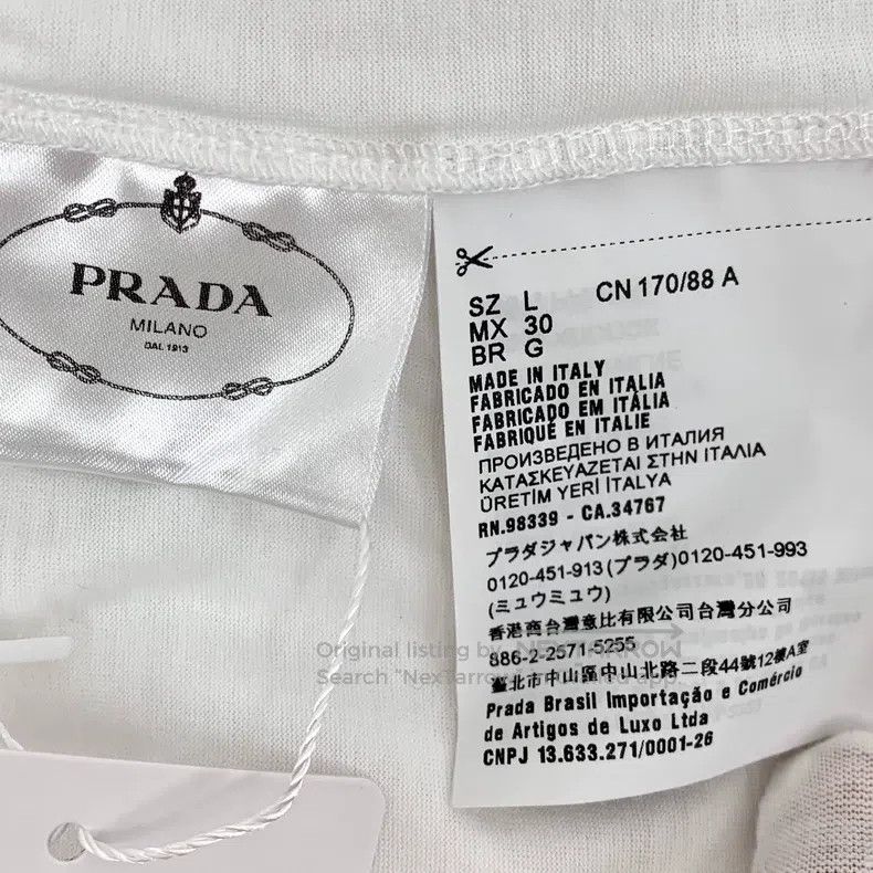 Prada Prada White lace triangle printed cotton round-neck short- Size US L / EU 52-54 / 3 - 7 Thumbnail