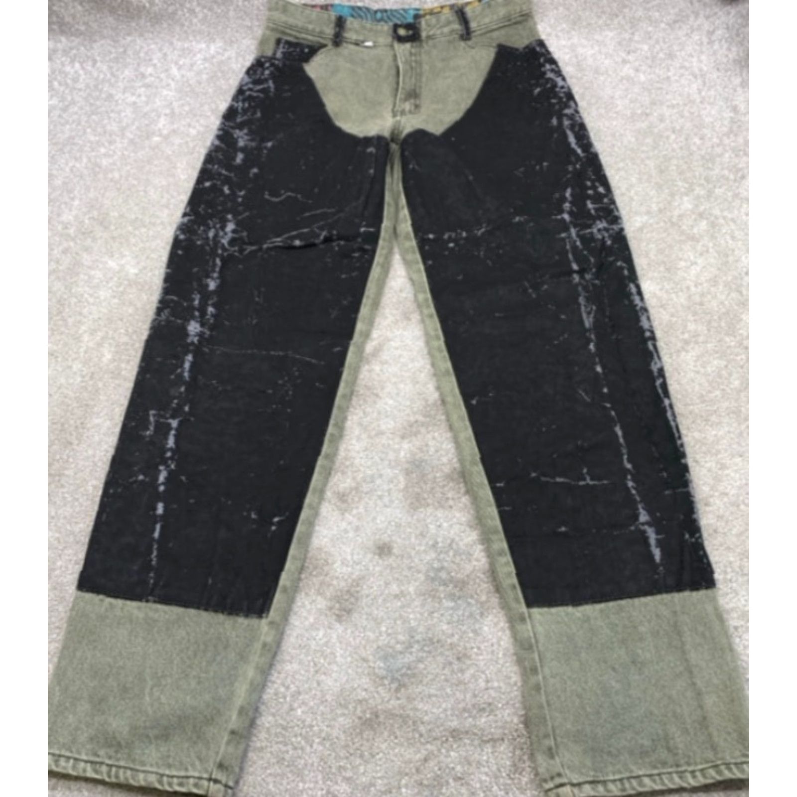 Denime VINTAGE Fresh Threadz Jeans Men 32x34 Black Denim Straight Leg 5-Pocket Design Slim Jeans Mens Black 90s Style Size US 32 / EU 48 - 2 Thumbnail