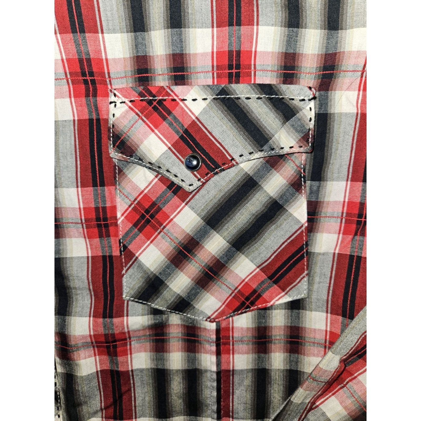 Wrangler Wrangler Shirt Mens Large Red Plaid Pearl Snap Pockets Western Cowboy Button-Up Regular Fit Cap Collared Long Sleeve Size US L / EU 52-54 / 3 - 7 Thumbnail