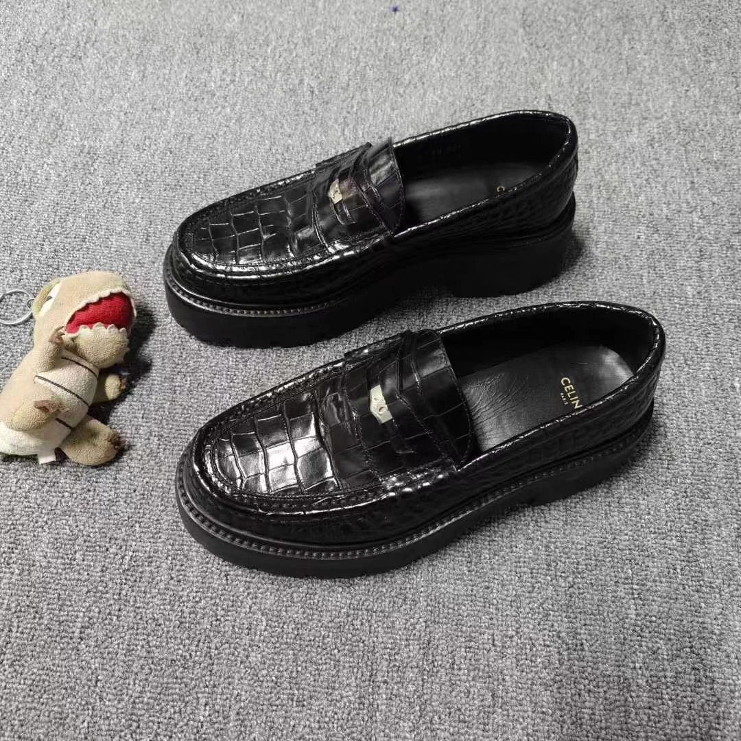 Celine Celine Triomphe Crocodile Loafers 40 (98 New) Size US 9.5 / IT 39.5 - 1 Thumbnail