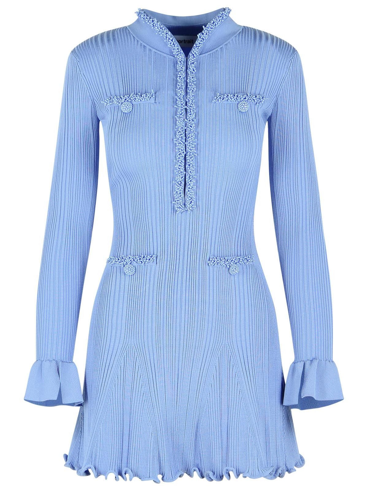 SELF PORTRAIT 'Pearl' Dress In Light Blue Viscose Blend