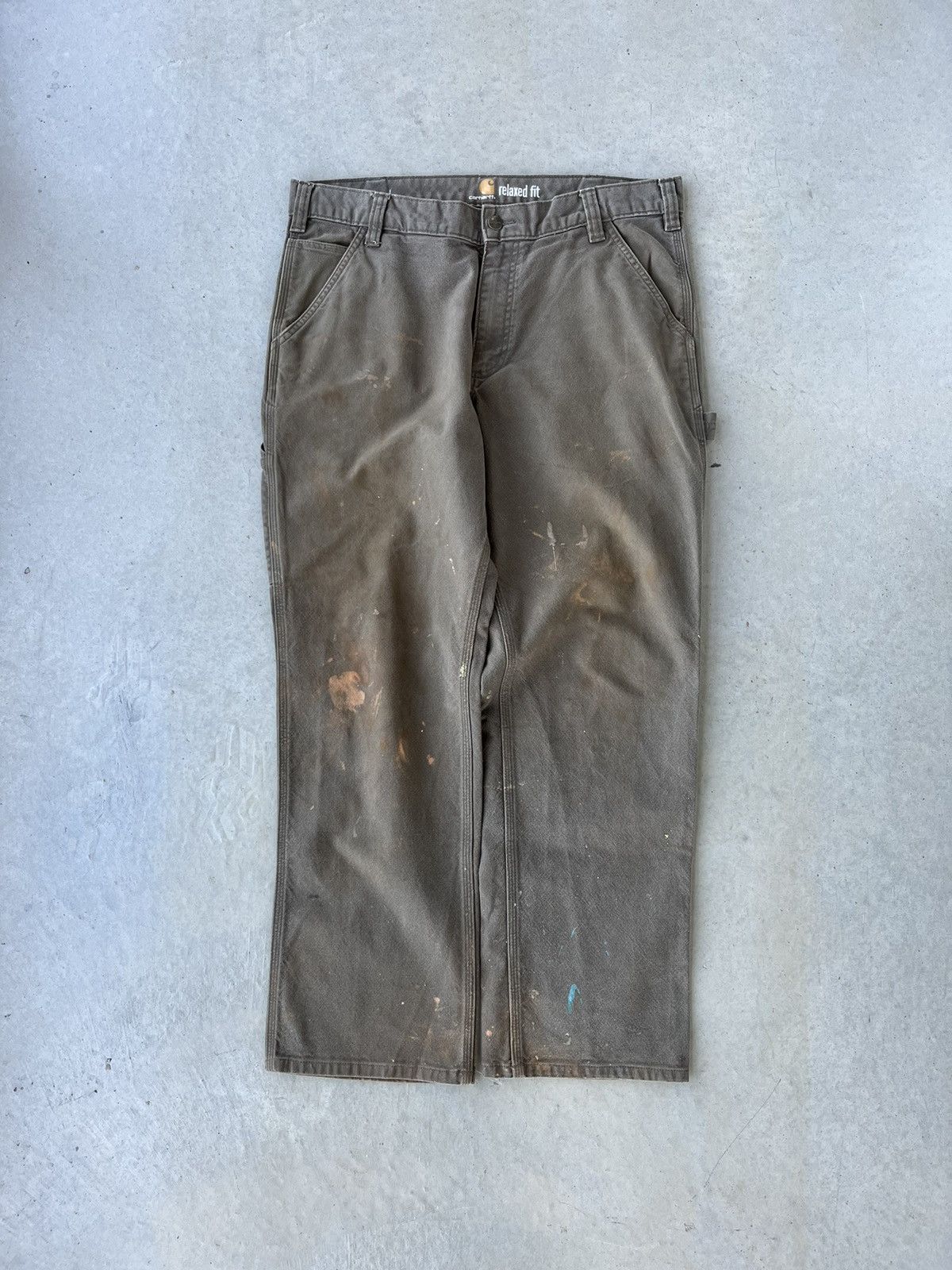 Carhartt Vintage 00s Carhartt Brown Paint Splattered Workwear Pants Size US 36 / EU 52 - 2 Thumbnail