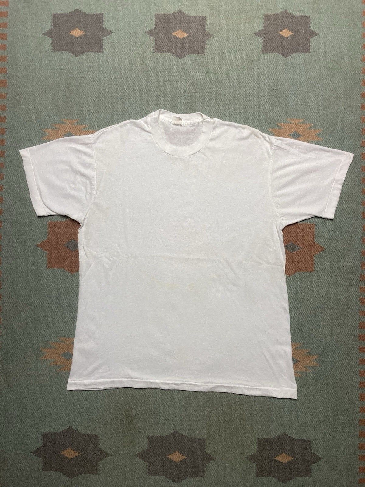 Vintage blank white tshirt fruit of loom NOS cotton single stitch XL Size US XL / EU 56 / 4 - 1 Thumbnail