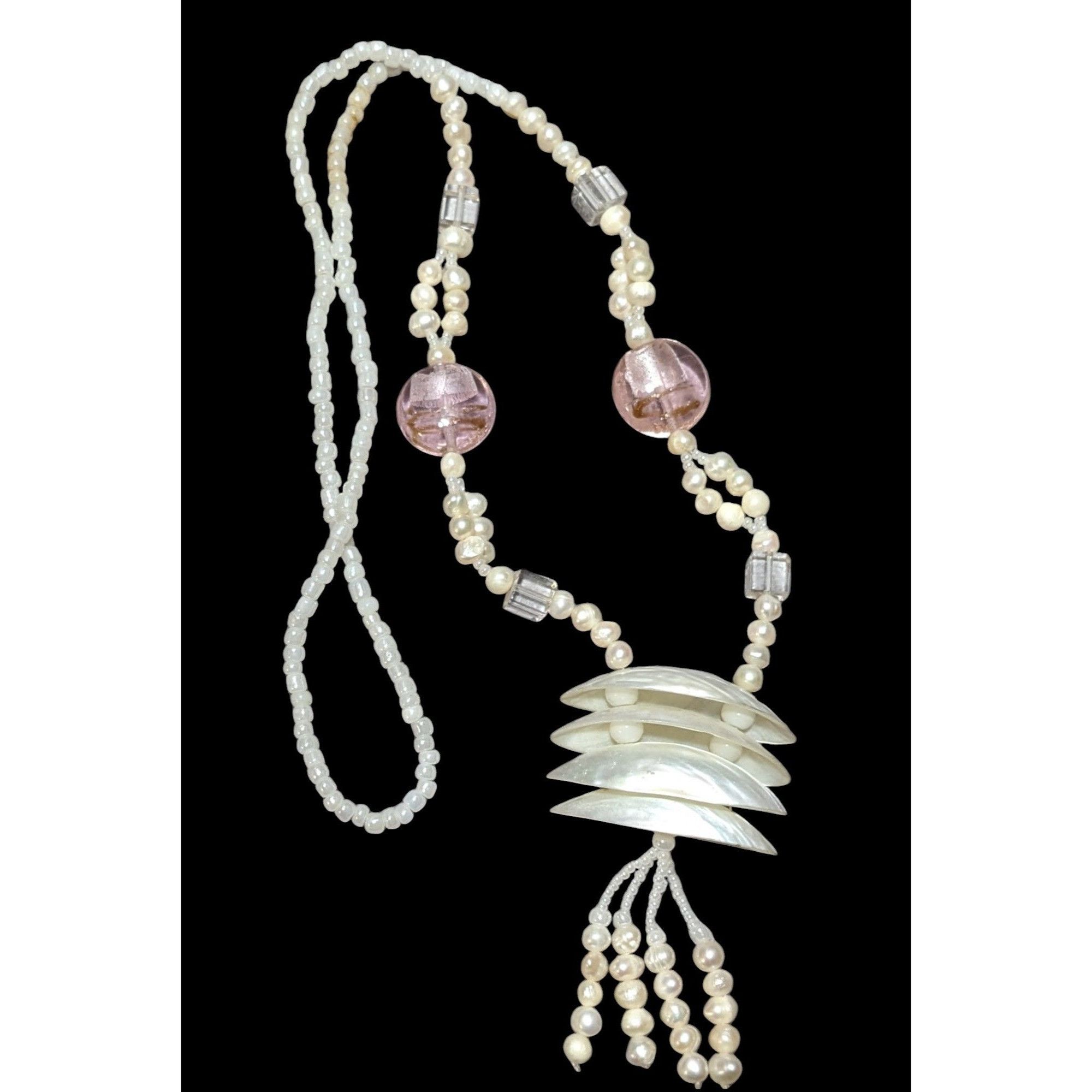 Other Vintage Pearl Shell Beaded Chandelier Necklace Size ONE SIZE - 1 Thumbnail
