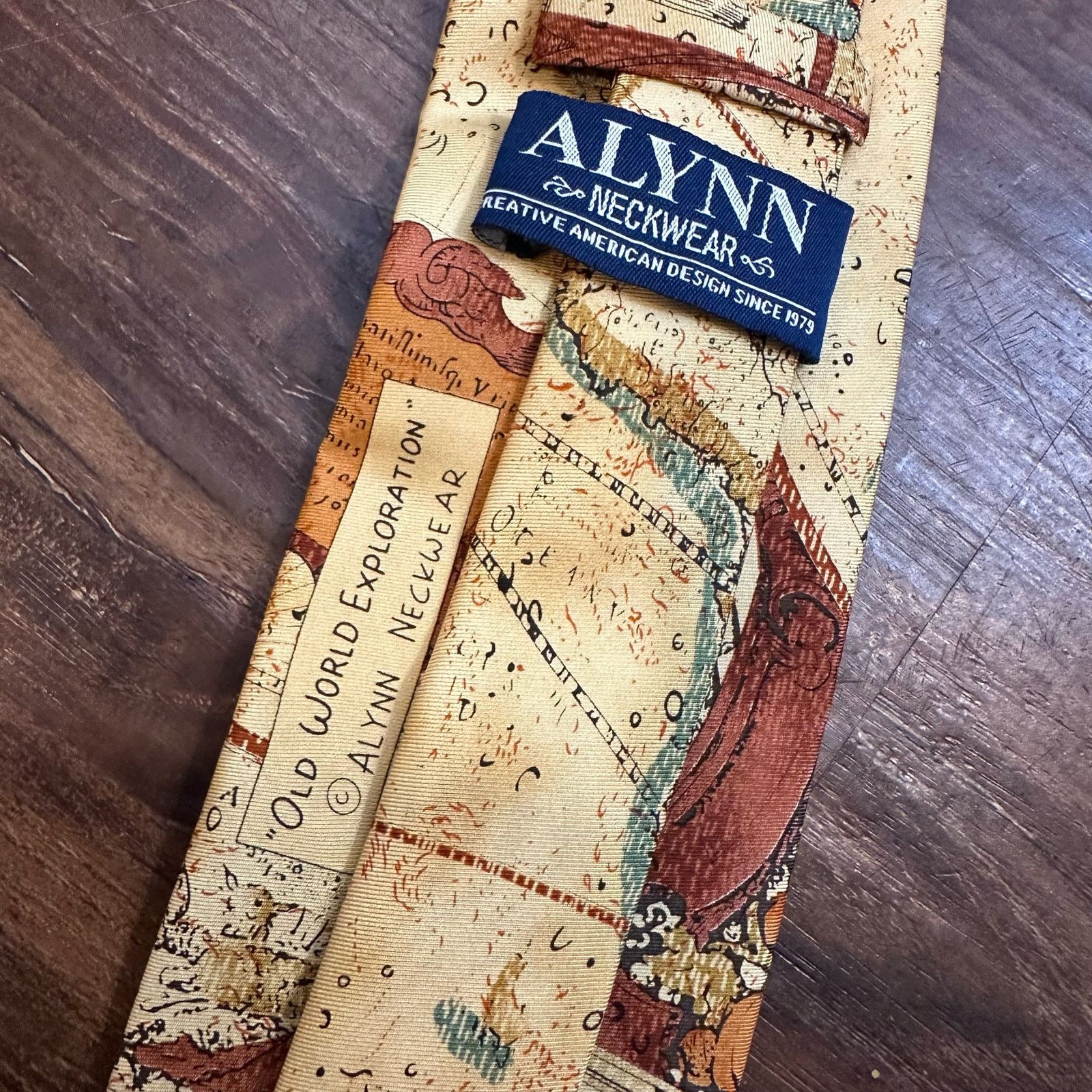 Other Old World Exploration Silk Necktie Tie Yellow Map Vintage Size ONE SIZE - 5 Thumbnail