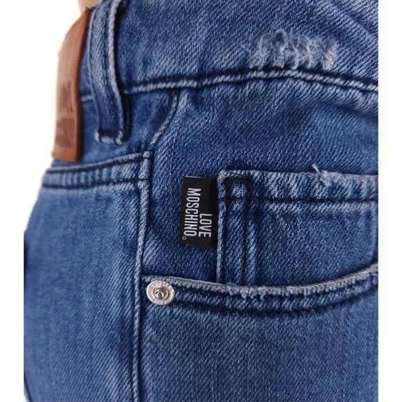 Love Moschino Love Moschino Heart Patch High Rise Straight Jeans 26 Blue Size 28" / US 6 / IT 42 - 11 Thumbnail