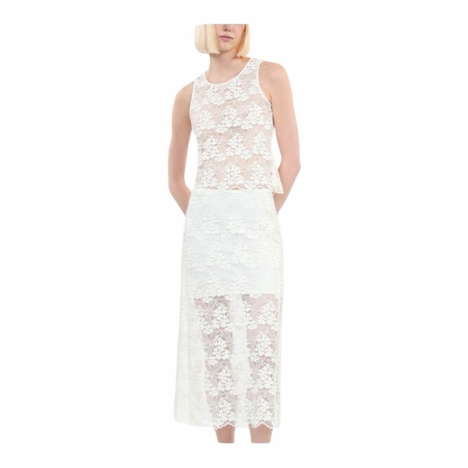 The Kooples The Kooples Stretch Lace Fitted Tank OffWhite Round Sz 1 NWT Size S / US 4 / IT 40 - 15 Thumbnail