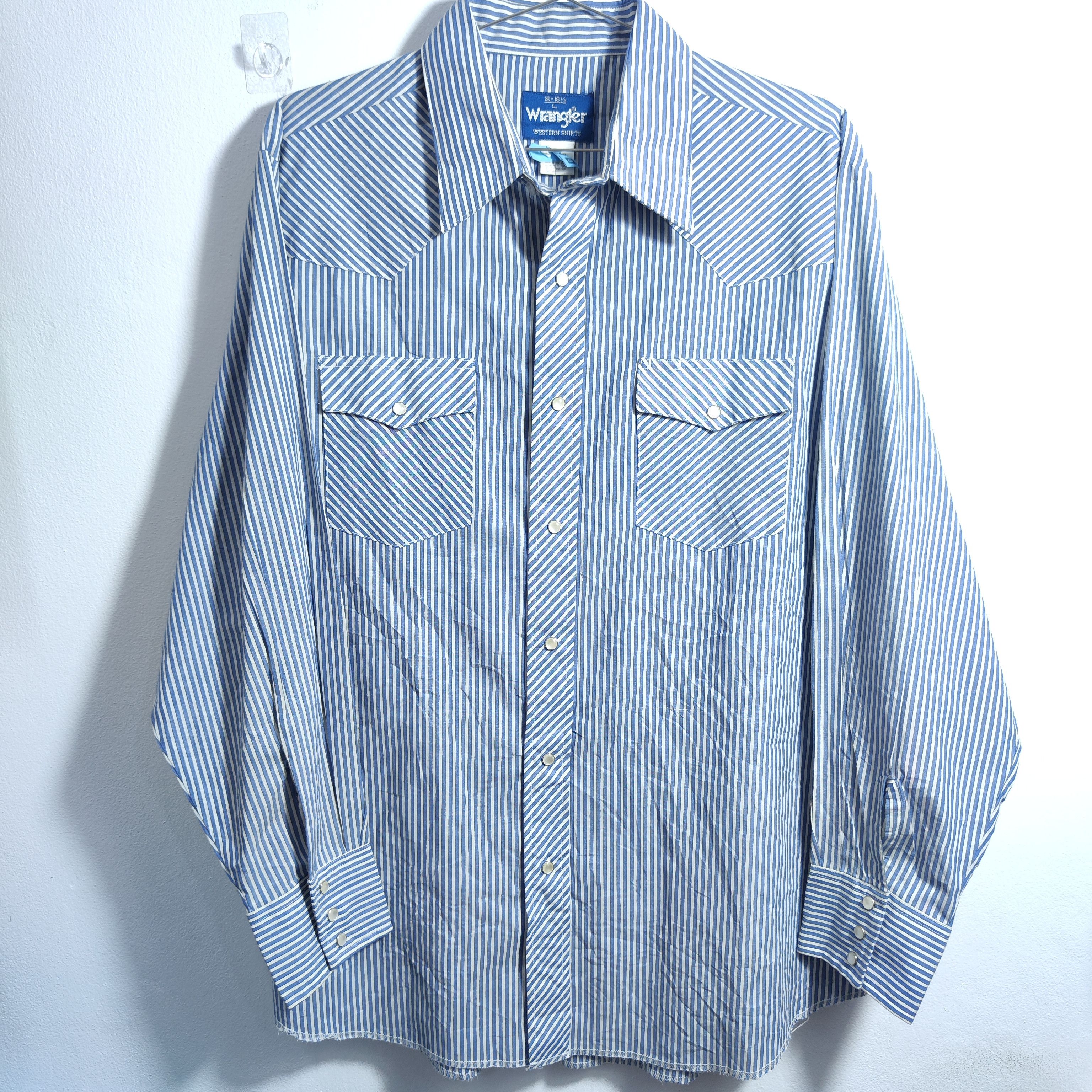 Wrangler Vintage Wrangler Western XL Blue/White Pinstripe Pearl Snap Size US XL / EU 56 / 4 - 1 Thumbnail
