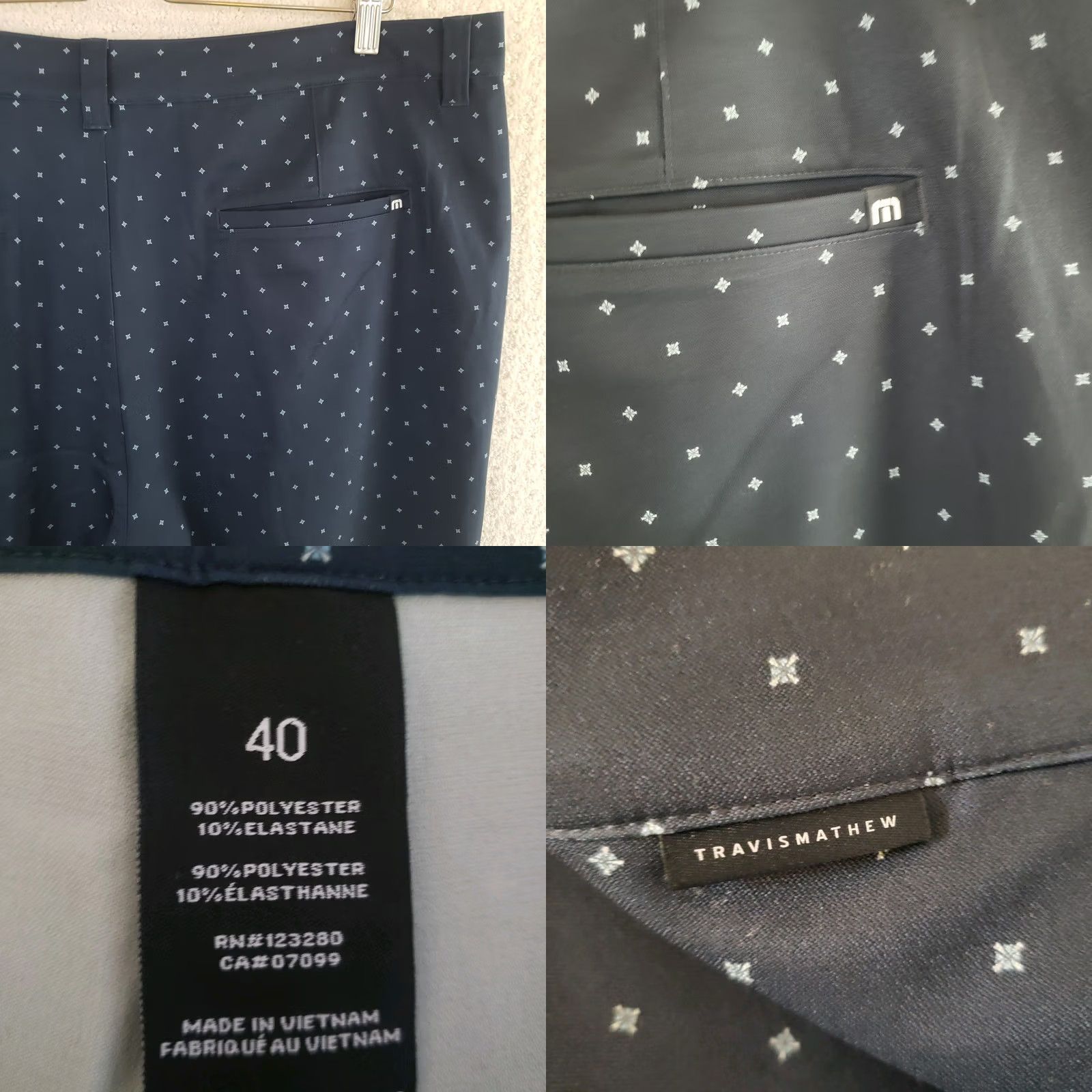 TravisMathew Travis Mathew Shorts Mens 40x9 Navy Geometric Pattern Golf Casual Performance Size US 40 / EU 56 - 8 Thumbnail