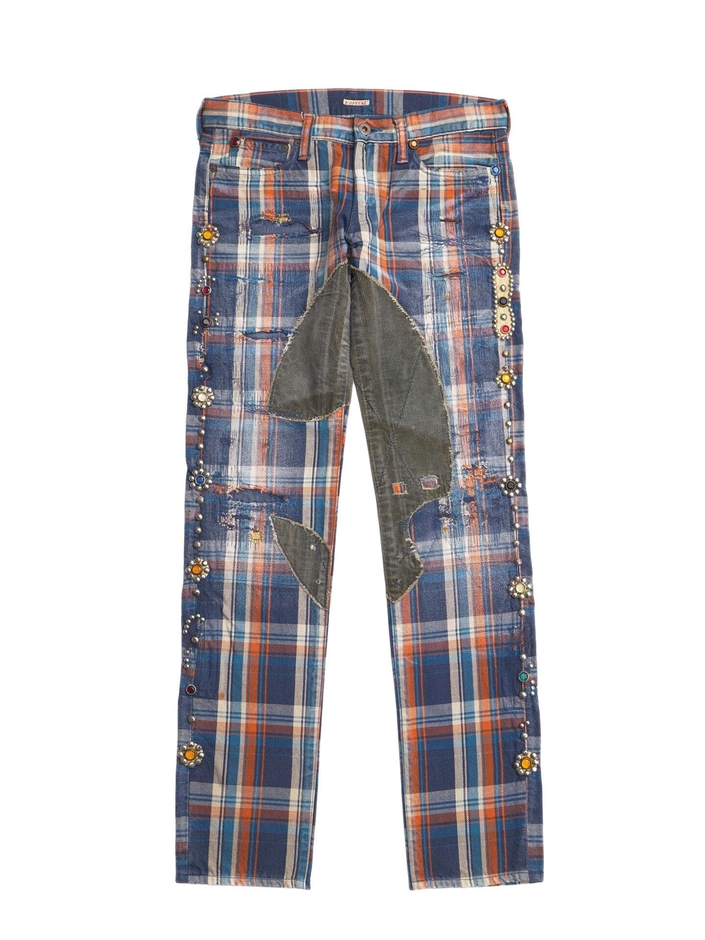 Kapital Kountry KAPITAL KOUNTRY Jeweled Plaid Denim Jeans Size 30 Size US 30 / EU 46 - 1 Thumbnail