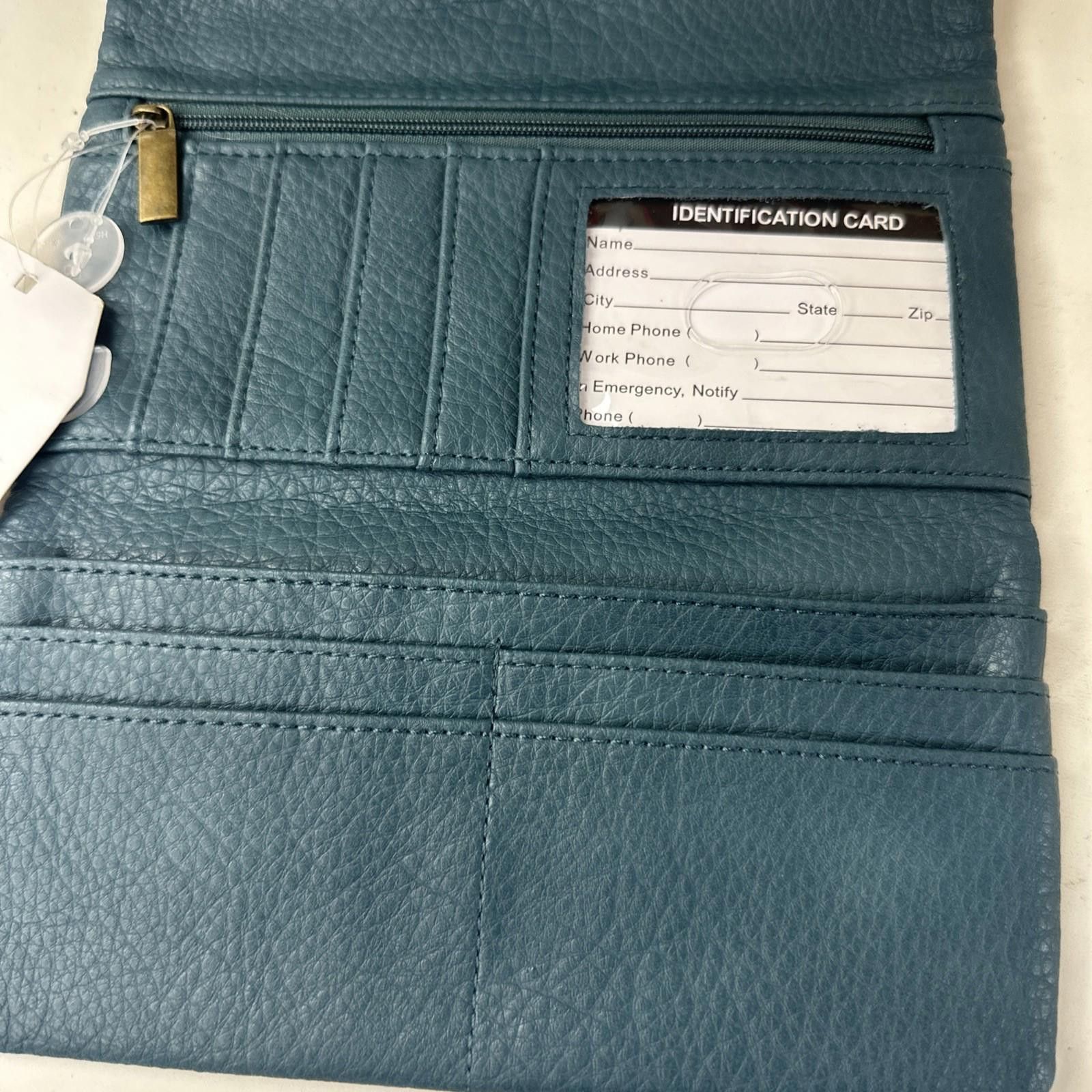 Other Time and Tru Teal Gold Accent Farrah Flap Front Soft Wallet Size ONE SIZE - 3 Thumbnail
