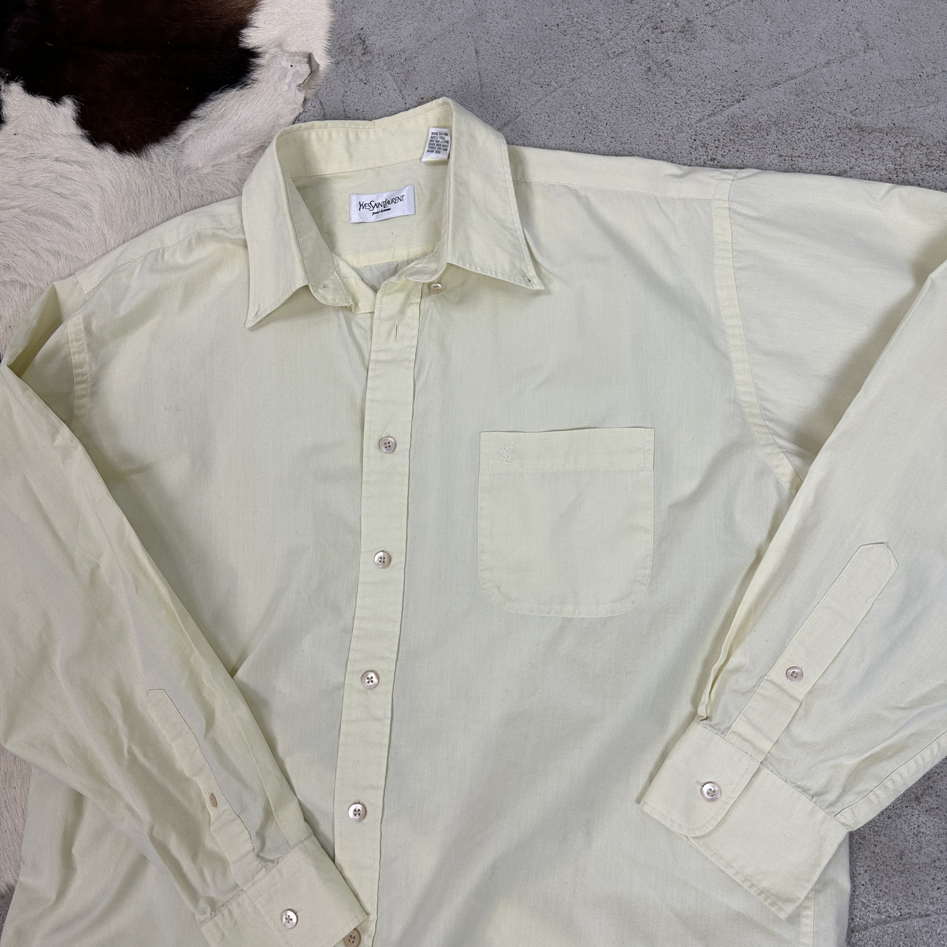 Vintage × Yves Saint Laurent Vintage Preppy Butter Yellow Yves Saint Laurent Shirt Size US XL / EU 56 / 4 - 6 Thumbnail