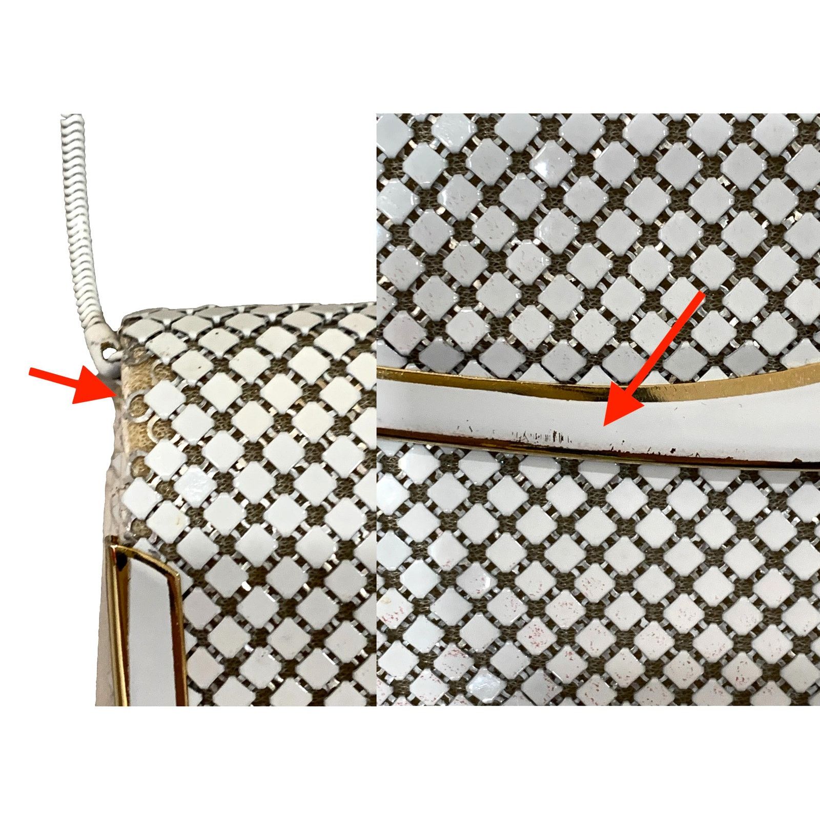 Vintage Vintage 70s White Metal Mesh Shoulder Bag | Clutch Size ONE SIZE - 10 Thumbnail