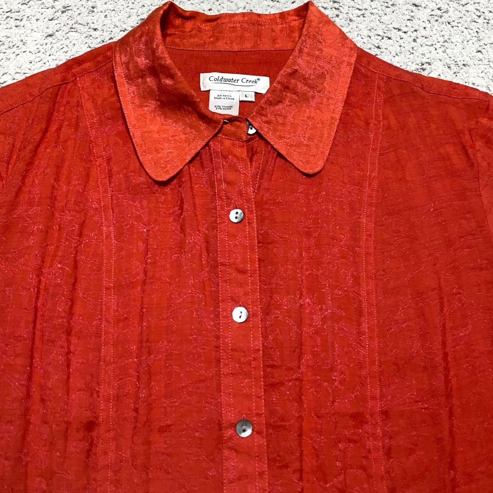 Coldwater Creek Coldwater Creek Womens Shirt Large Solid Orange Long Sleeve Button-Up Size L / US 10 / IT 46 - 6 Thumbnail
