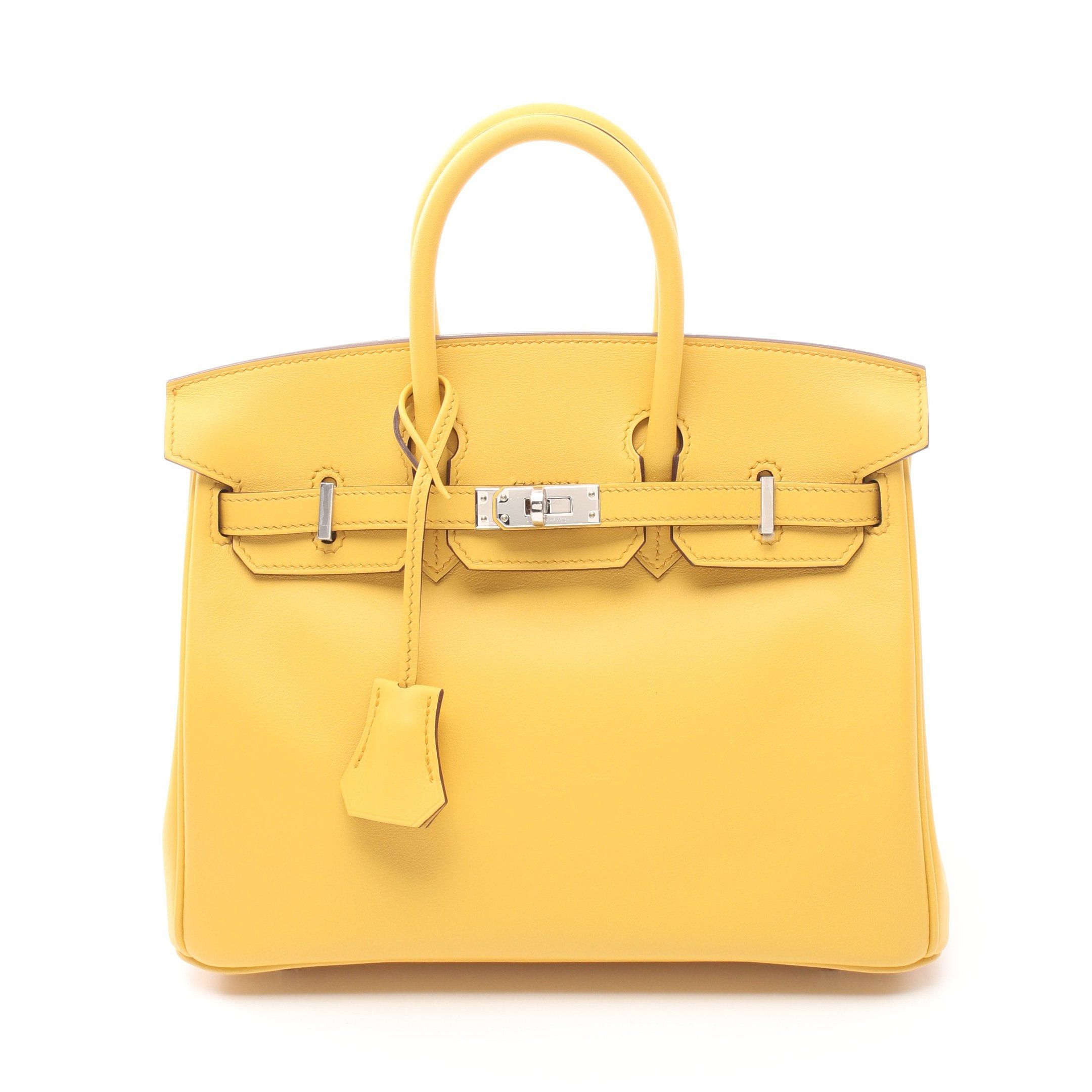 Hermes Hermes Birkin 25 Sun Handbag Veau Swift Yellow Silver Hardware Double Engraved Size ONE SIZE - 1 Thumbnail