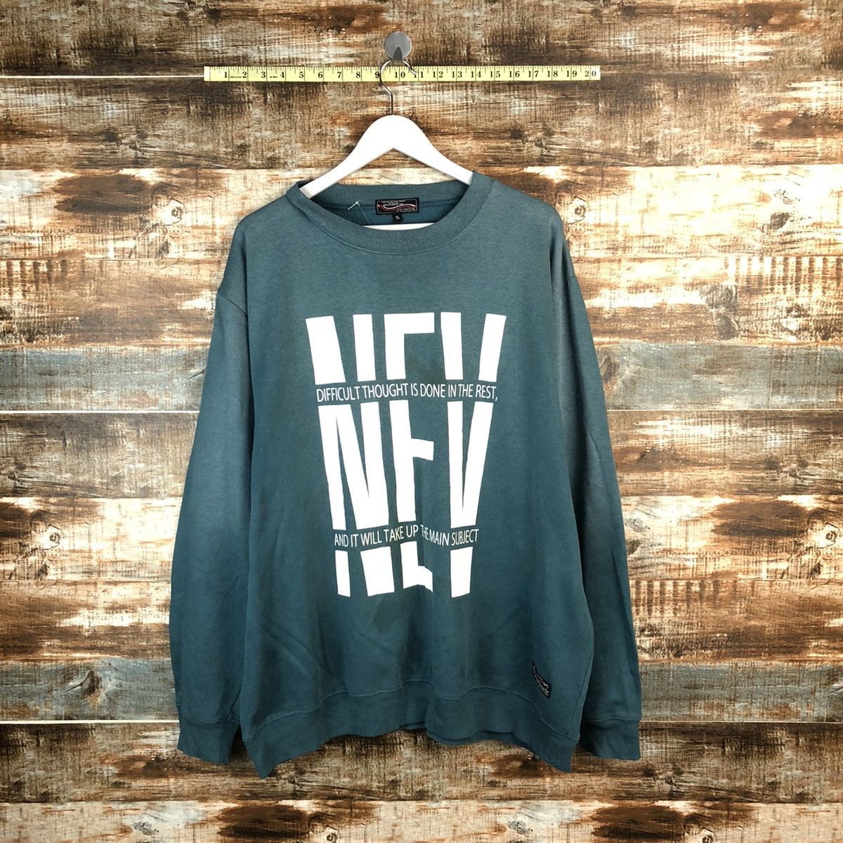 Japanese Brand Nev faded Green vintage Sweatshirt #A1507 Size US XXL / EU 58 / 5 - 1 Thumbnail
