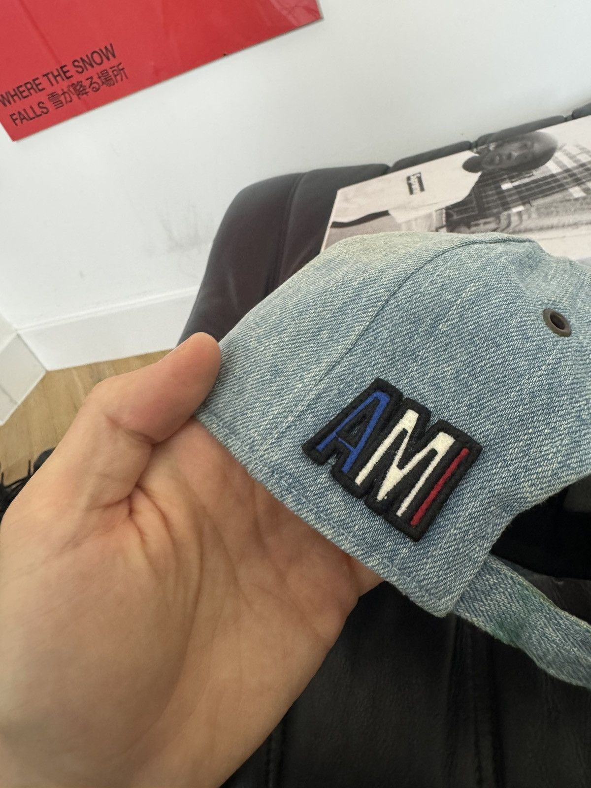 AMI AMI Paris Hat One Size Washed Blue Denim Jeans Hat Cap Rare Size ONE SIZE - 4 Thumbnail