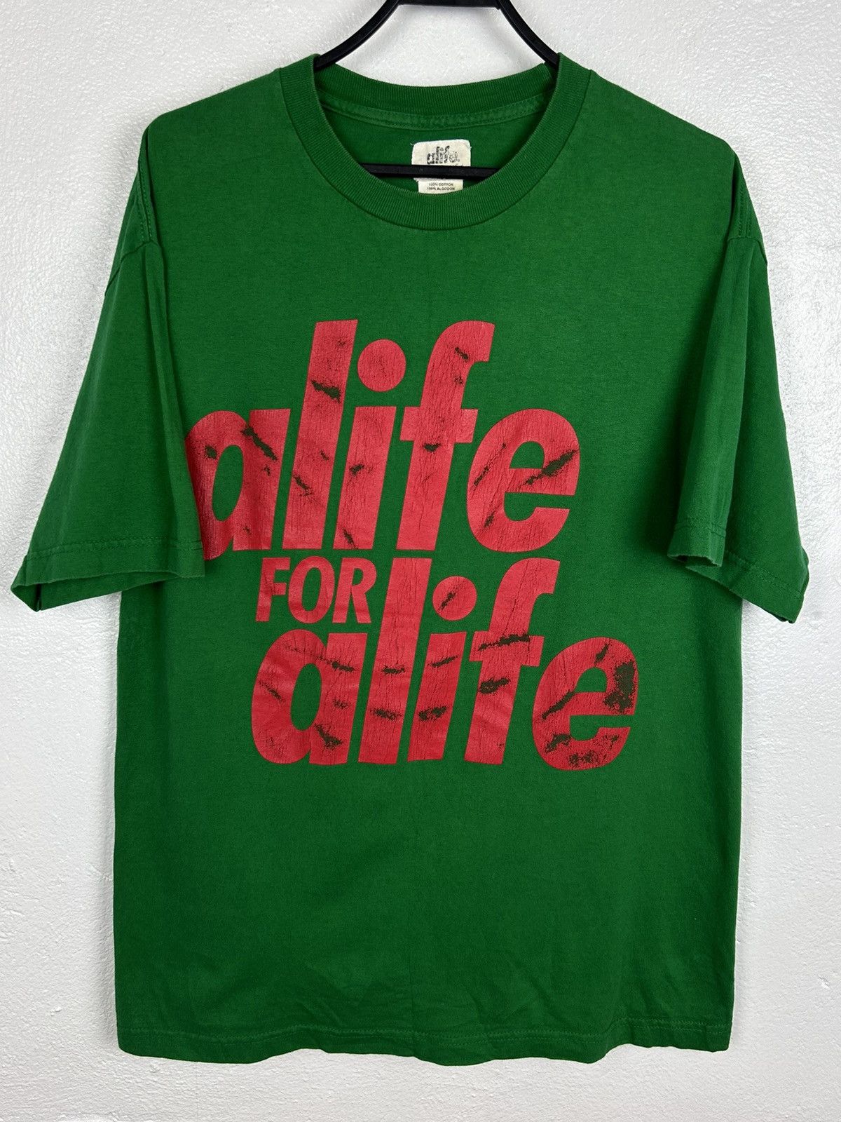 Alife Alife For Alife Distressed Print Designer T-Shirt In Green