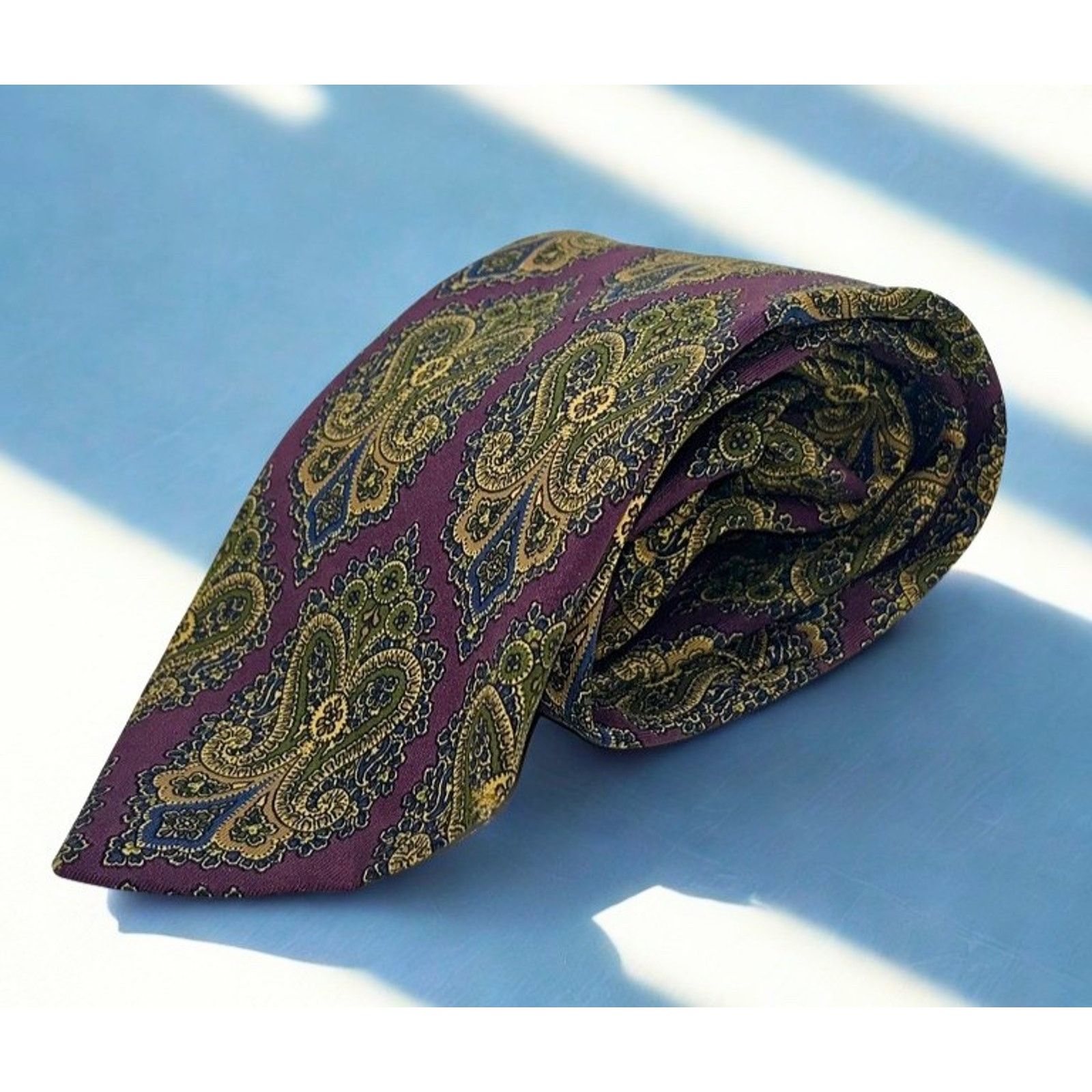 Coach Coach Silk Tie Purple Gold Paisley Floral Italy Luxury Size ONE SIZE - 8 Thumbnail