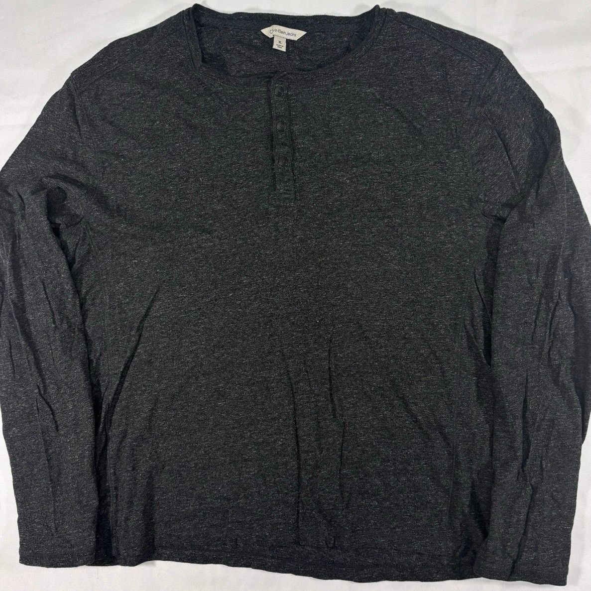 Calvin Klein Calvin Klein Jeans XL Charcoal Grey Henley Shirt Long Sleeve Size US XL / EU 56 / 4 - 1 Thumbnail