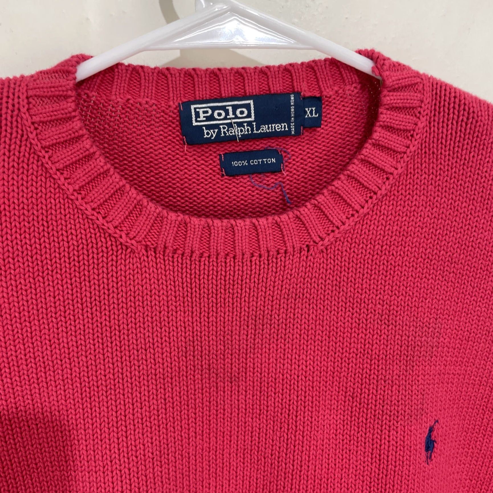 Polo Ralph Lauren VINTAGE Polo Ralph Lauren Coral Crewneck Sweater XL Medium Knit Cotton Shirt Men Size US XL / EU 56 / 4 - 3 Thumbnail