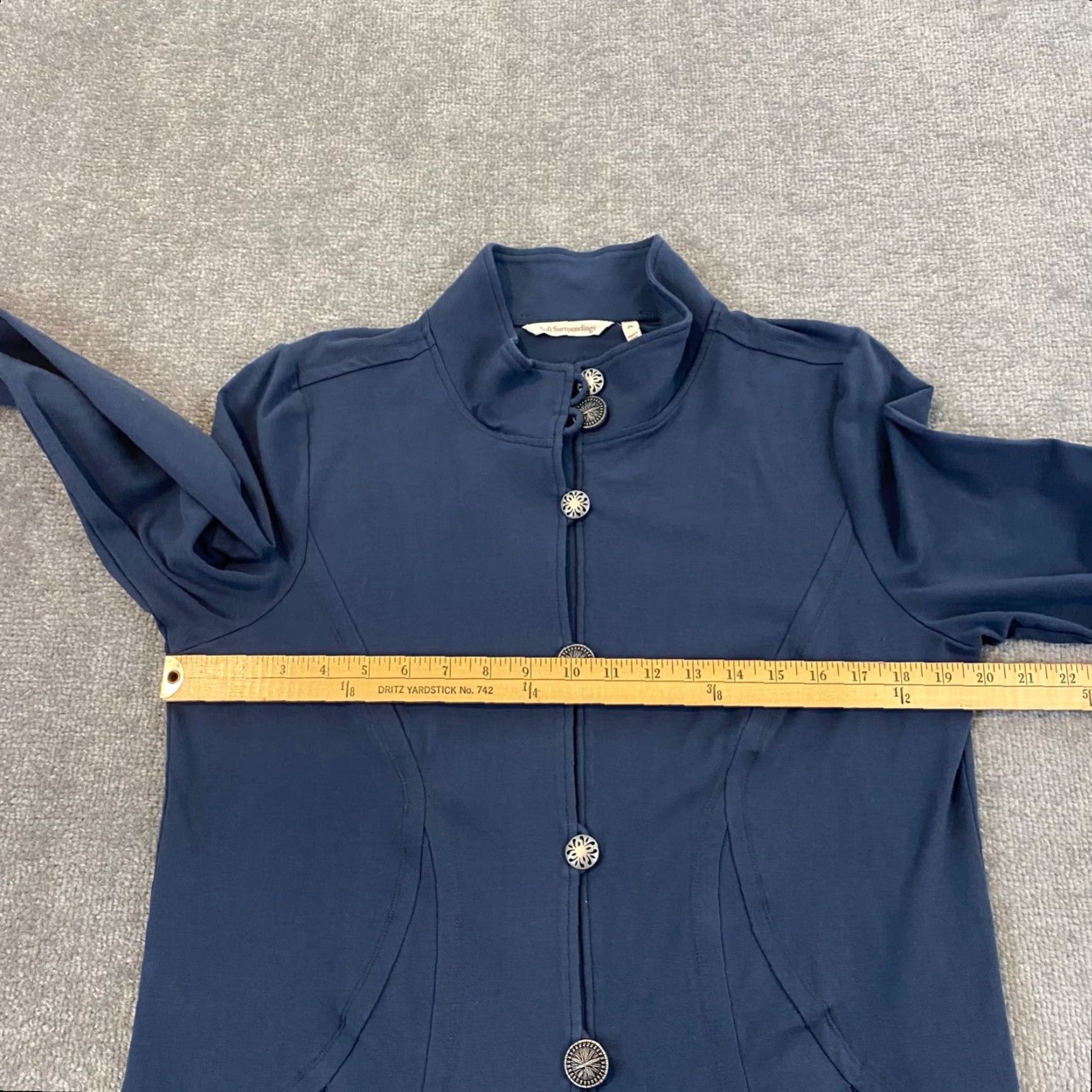 Soft Surroundings SOFT SURROUNDINGS PM Jacket Blazer Womens Petite Large Blue Button Up Blazer Jacket Size L / US 10 / IT 46 - 7 Thumbnail