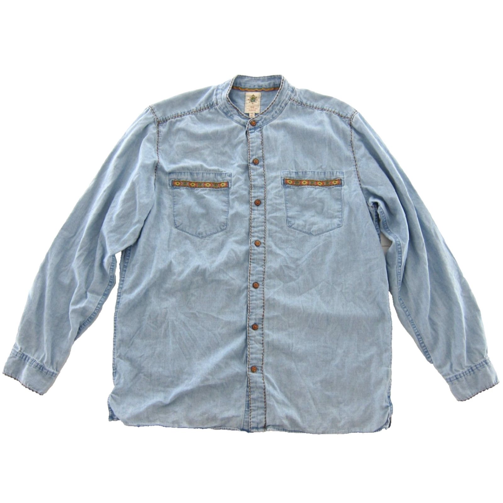 The Territory Ahead The Territory Ahead Cotton Blue Denim Shirt Men LT Long Sleeve Button Up Shirt Cotton Denim Size L / US 10 / IT 46 - 2 Thumbnail