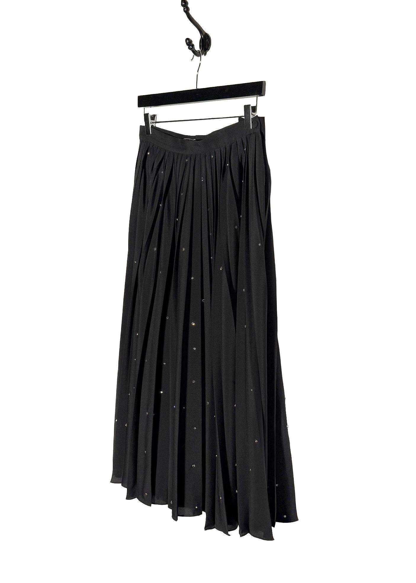 Miu Miu Miu Miu 2021 Black Crystal Embellished Pleated Long Skirt Size 27" / US 4 / IT 40 - 2 Thumbnail