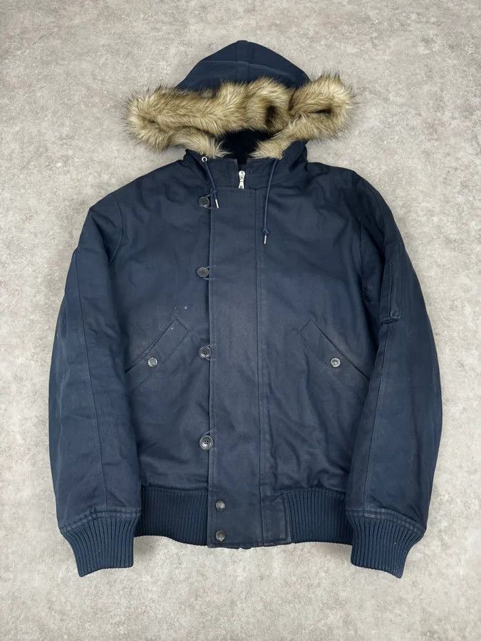 A.P.C. A.P.C. Navy Aviator Fur Hooded Bomber Jacket Size US M / EU 48-50 / 2 - 1 Thumbnail