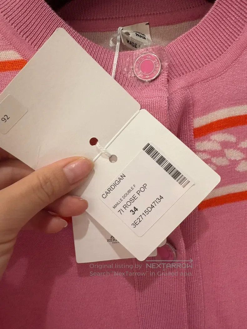 Hermes Hermes Pink knitted cardigan, classic striped design Size XXS / US 00 / IT 34 - 3 Thumbnail