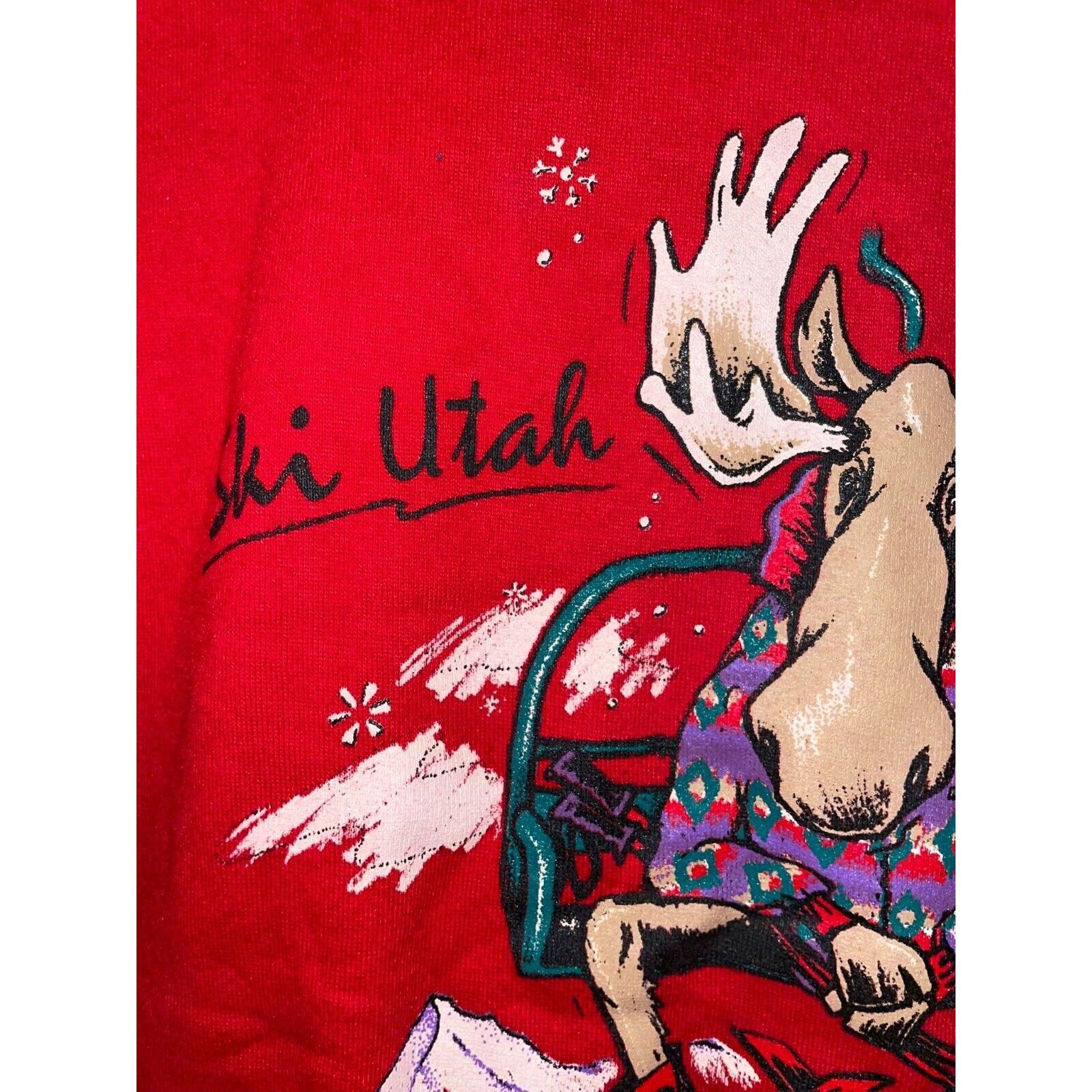 Jerzees Vintage Ski Sweatshirt Skiing Crewneck Utah Moose VTG 90s M Size US M / EU 48-50 / 2 - 4 Thumbnail