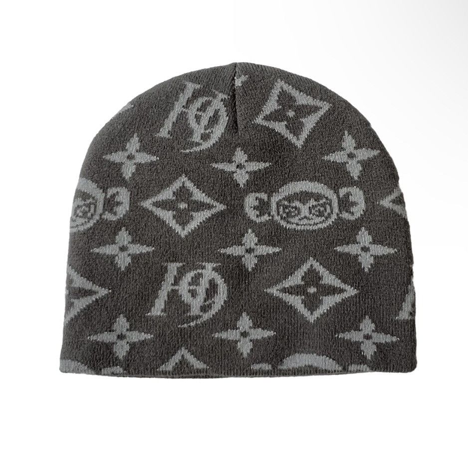 image of Happy99 H99 Monogram Beanie Grey Osfa, Men's