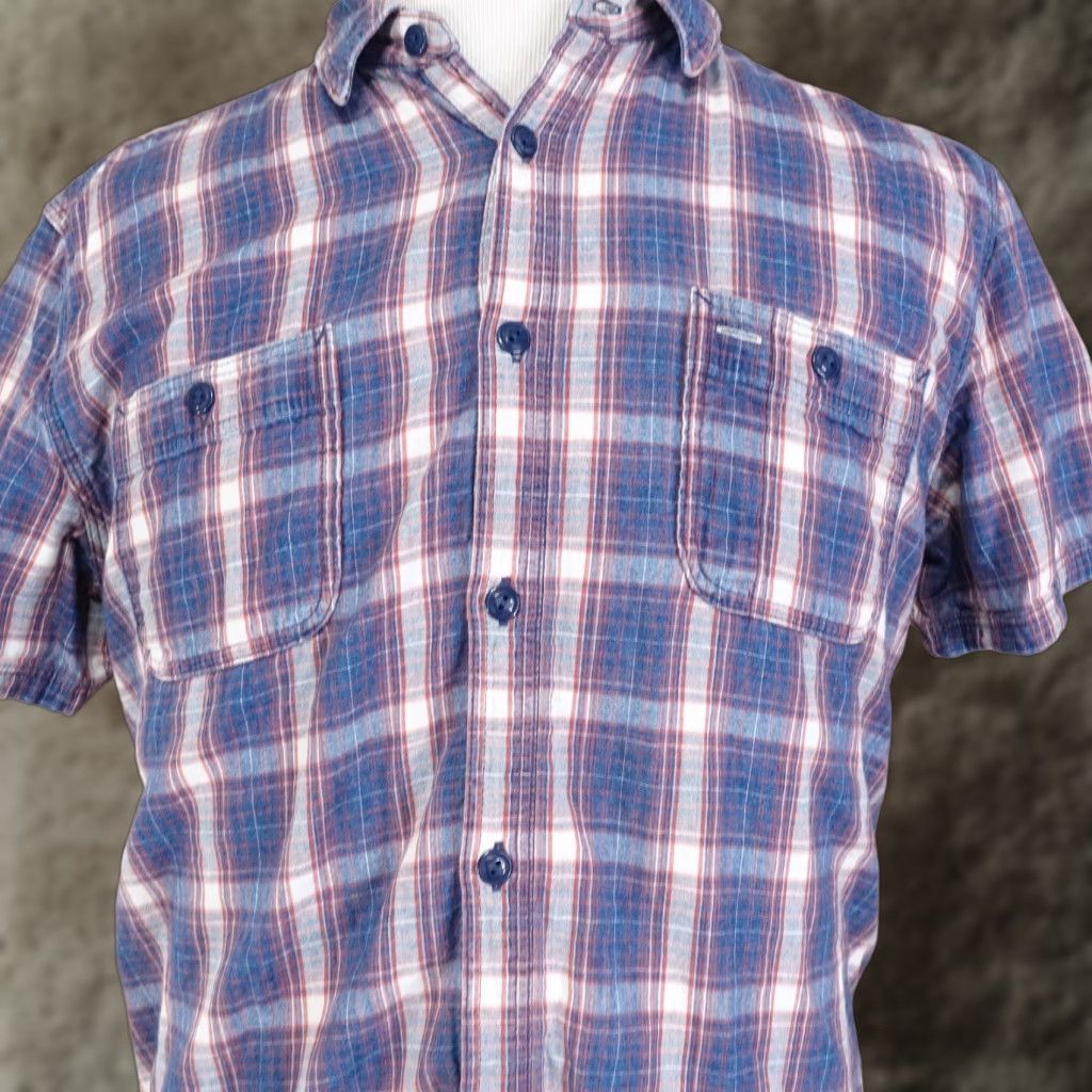 Gap GAP Plaid Button-Up Shirt Mens Size L Blue Short Sleeve 1969 Size US L / EU 52-54 / 3 - 1 Thumbnail