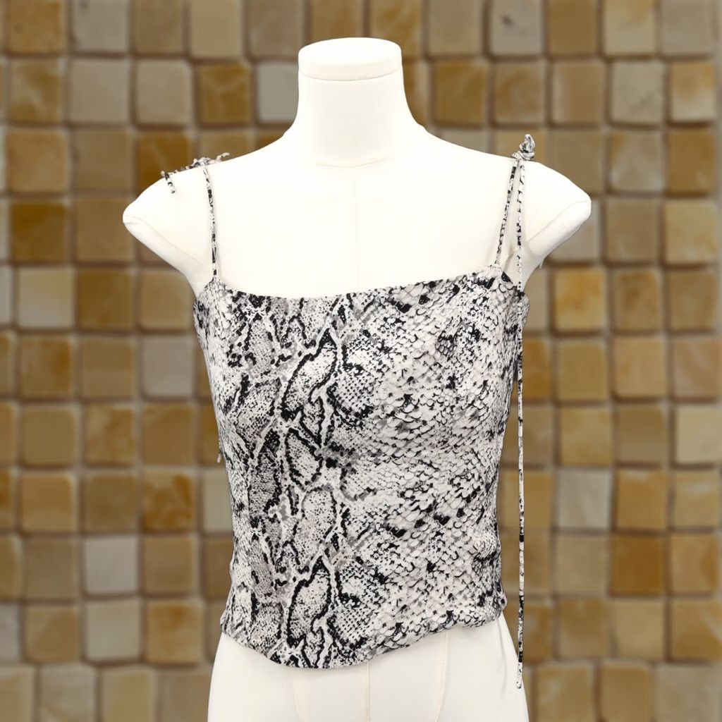 Reformation Reformation Women's Meyer Shirred Snake Print Crepe Top Sz 4 Size S / US 4 / IT 40 - 1 Thumbnail
