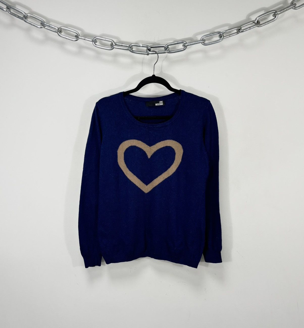 Love Moschino Love Moschino Women’s Heart Logo Blue Wool Cashmere Sweater Size M / US 6-8 / IT 42-44 - 1 Thumbnail