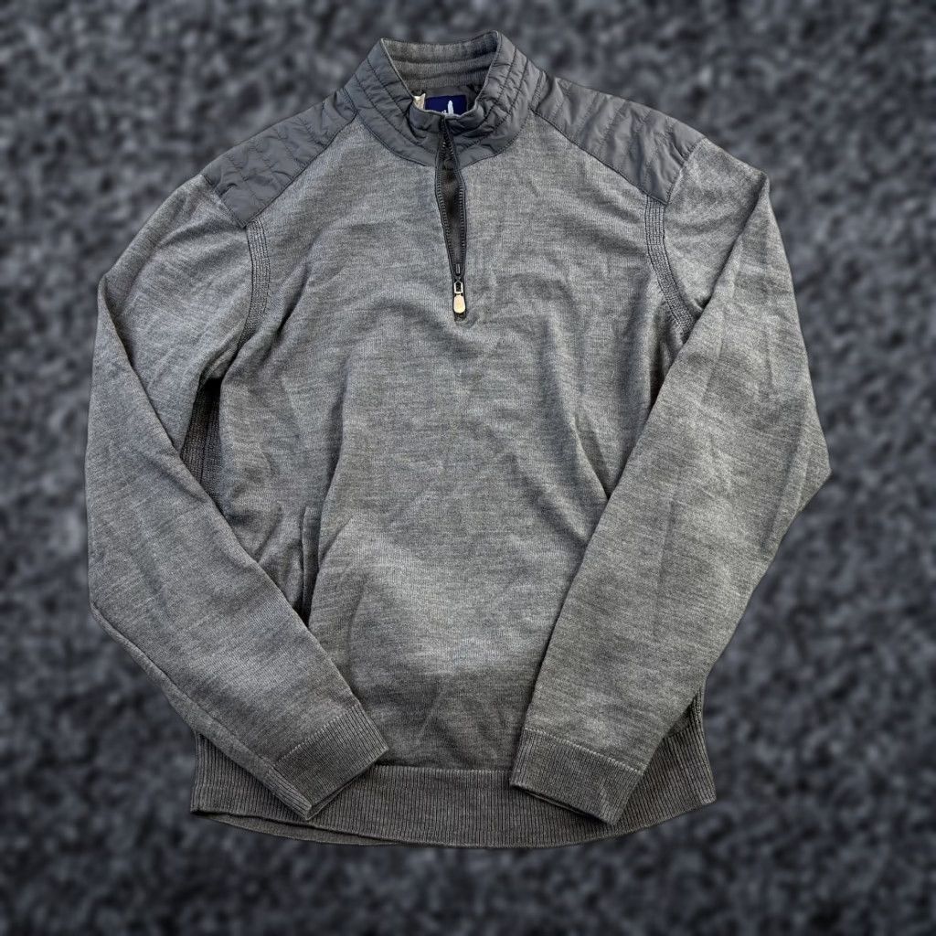 johnnie-O Johnnie-O Sweater Mens Small Gray 1/4 Zip Pullover Quilted Shoulder Golf Casual Size US S / EU 44-46 / 1 - 1 Thumbnail
