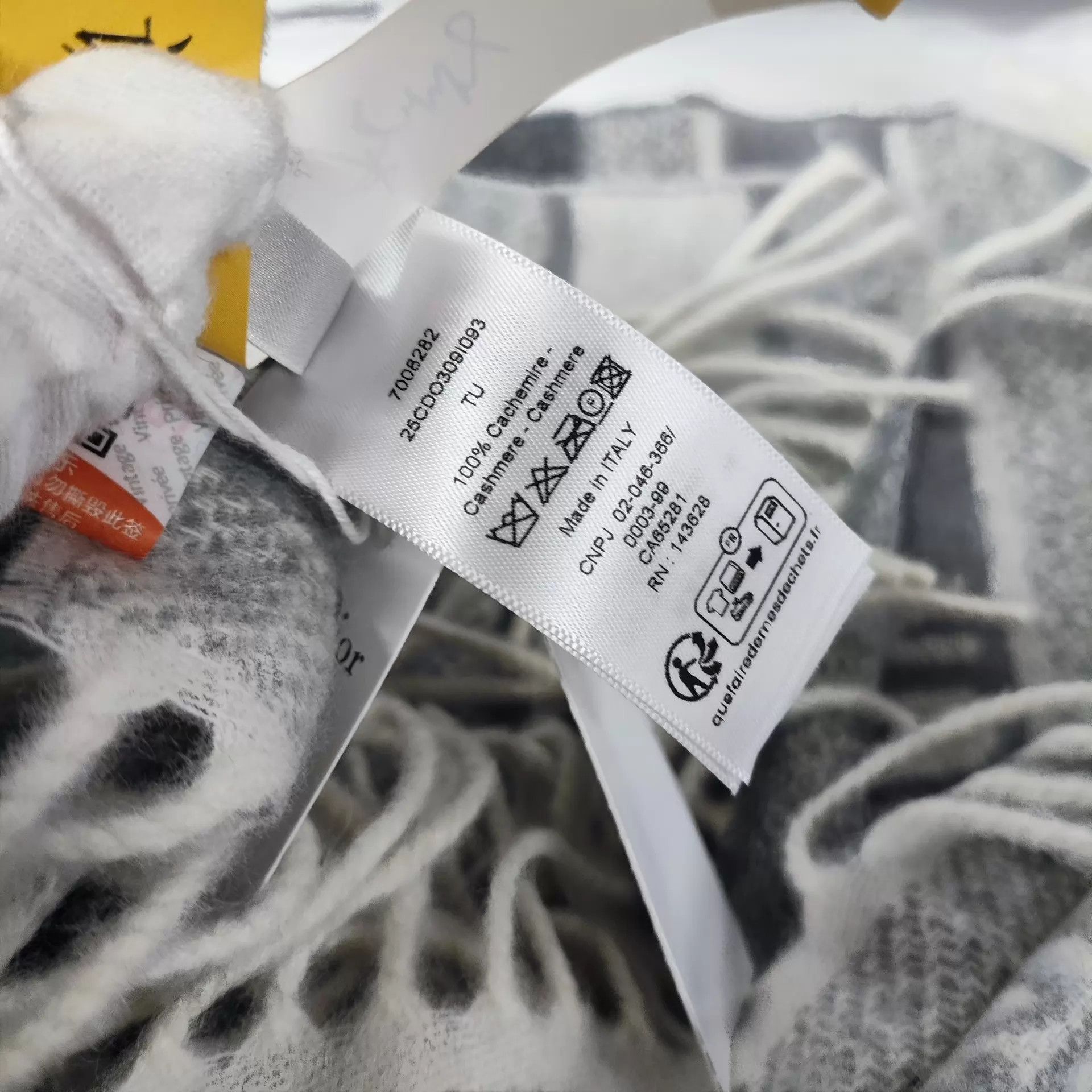 Dior Dior Cashmere All-Over Print Scarf Gray 45x200 Size ONE SIZE - 4 Thumbnail
