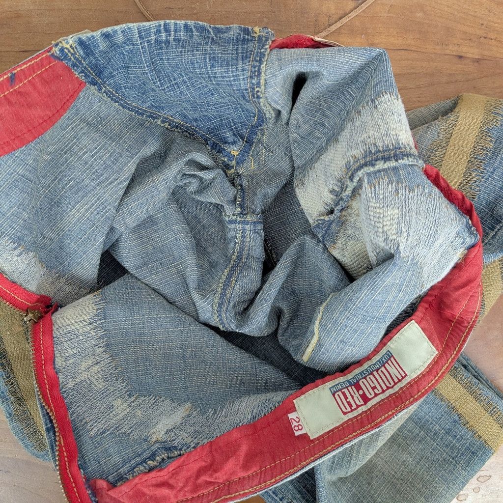 Other Vintage Indigo-Red Front Tie Side Zip Stitched Jeans 28 Size 28" / US 6 / IT 42 - 8 Thumbnail
