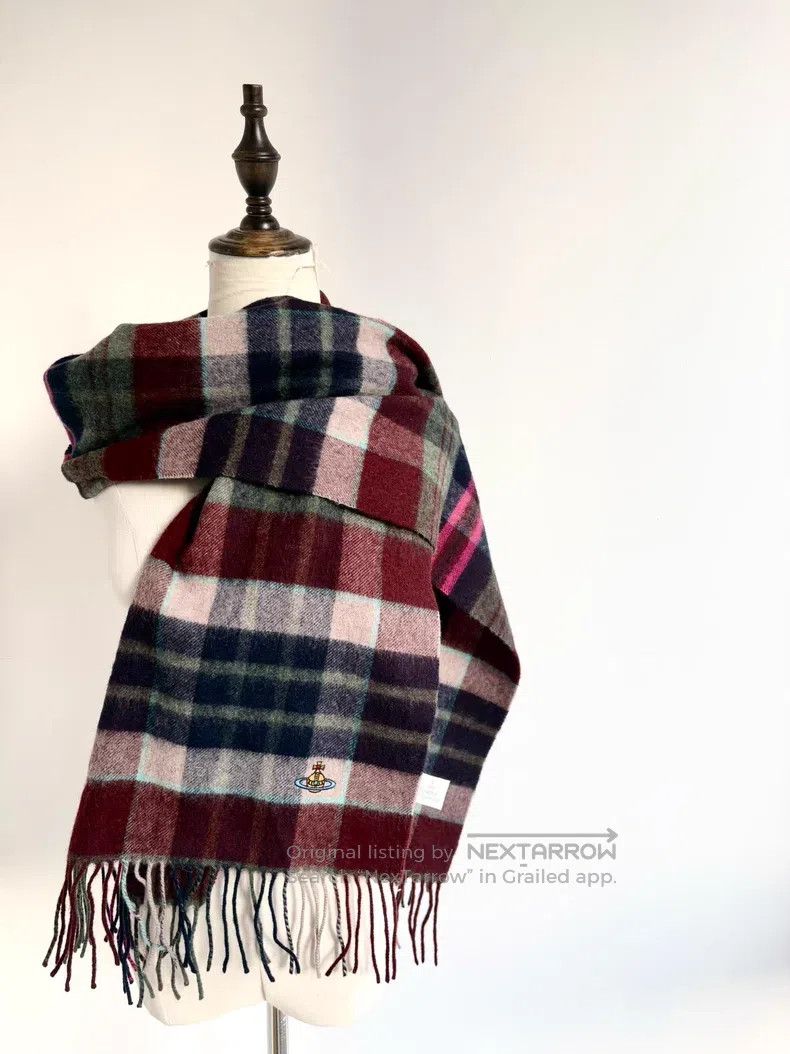 Vivienne Westwood Vivienne Westwood Pink Blue Plaid Marked Saturn Scarf Size ONE SIZE - 2 Thumbnail
