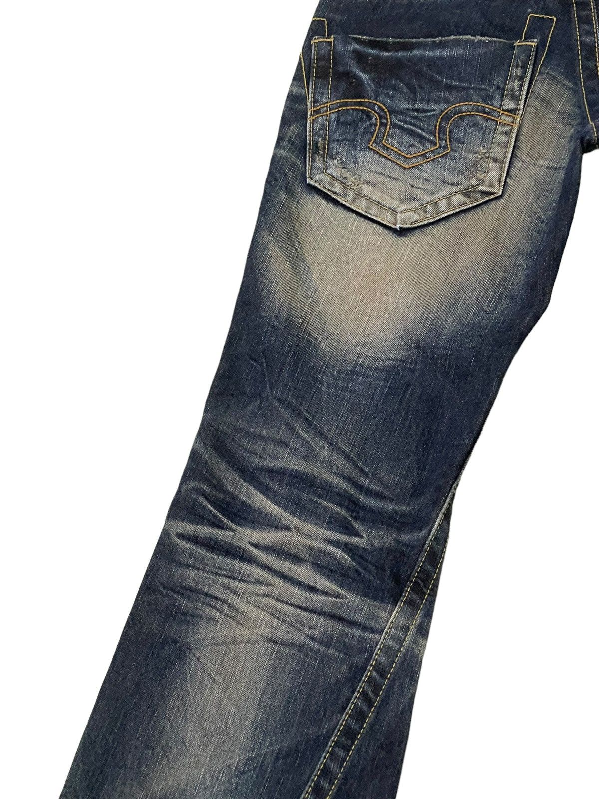 Japanese Brand Flare Jeans Tornado Mart Faded Distress Boot Cut 8🟦8 Size US 29 - 16 Thumbnail