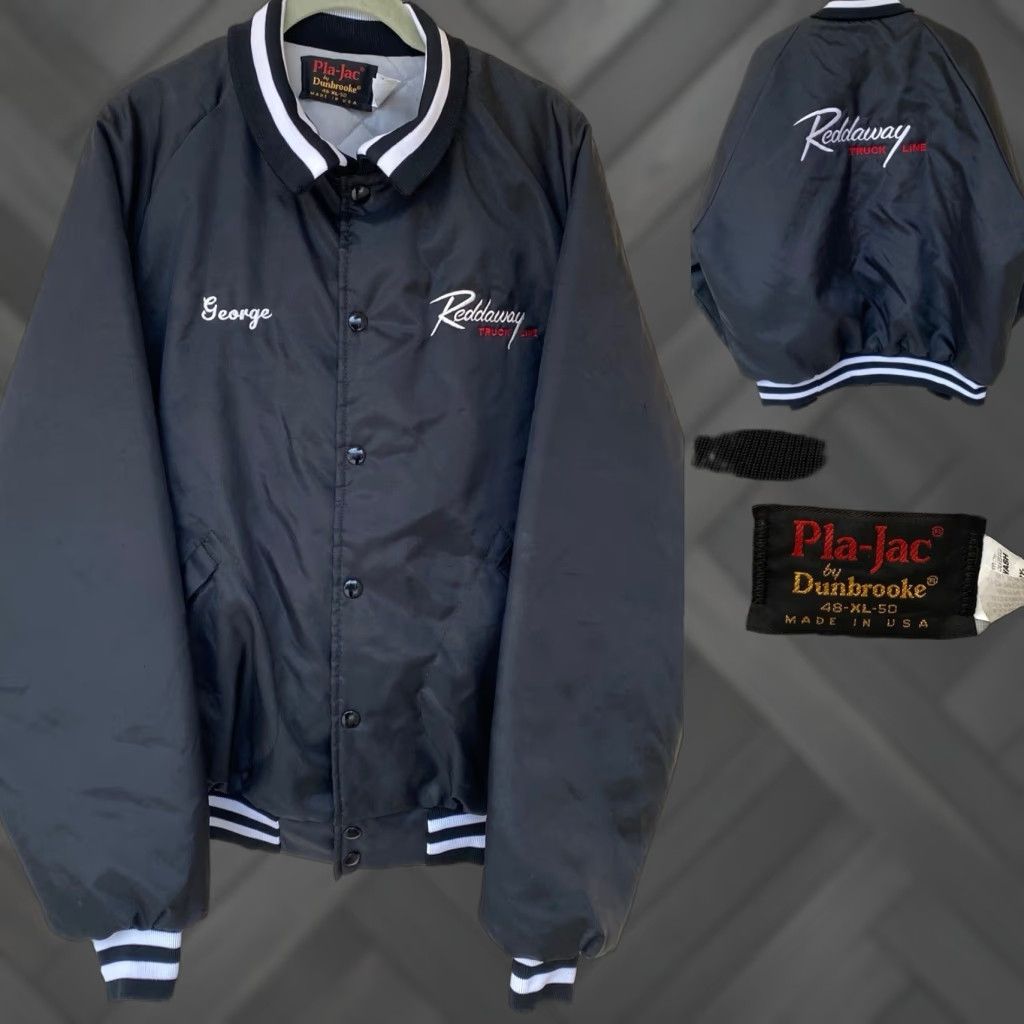 Dunbrooke VINTAGE Pla-Jac Dunbrooke Reddaway Truck Line Bomber Varsity Jacket Black XL Mens Size US XL / EU 56 / 4 - 1 Thumbnail