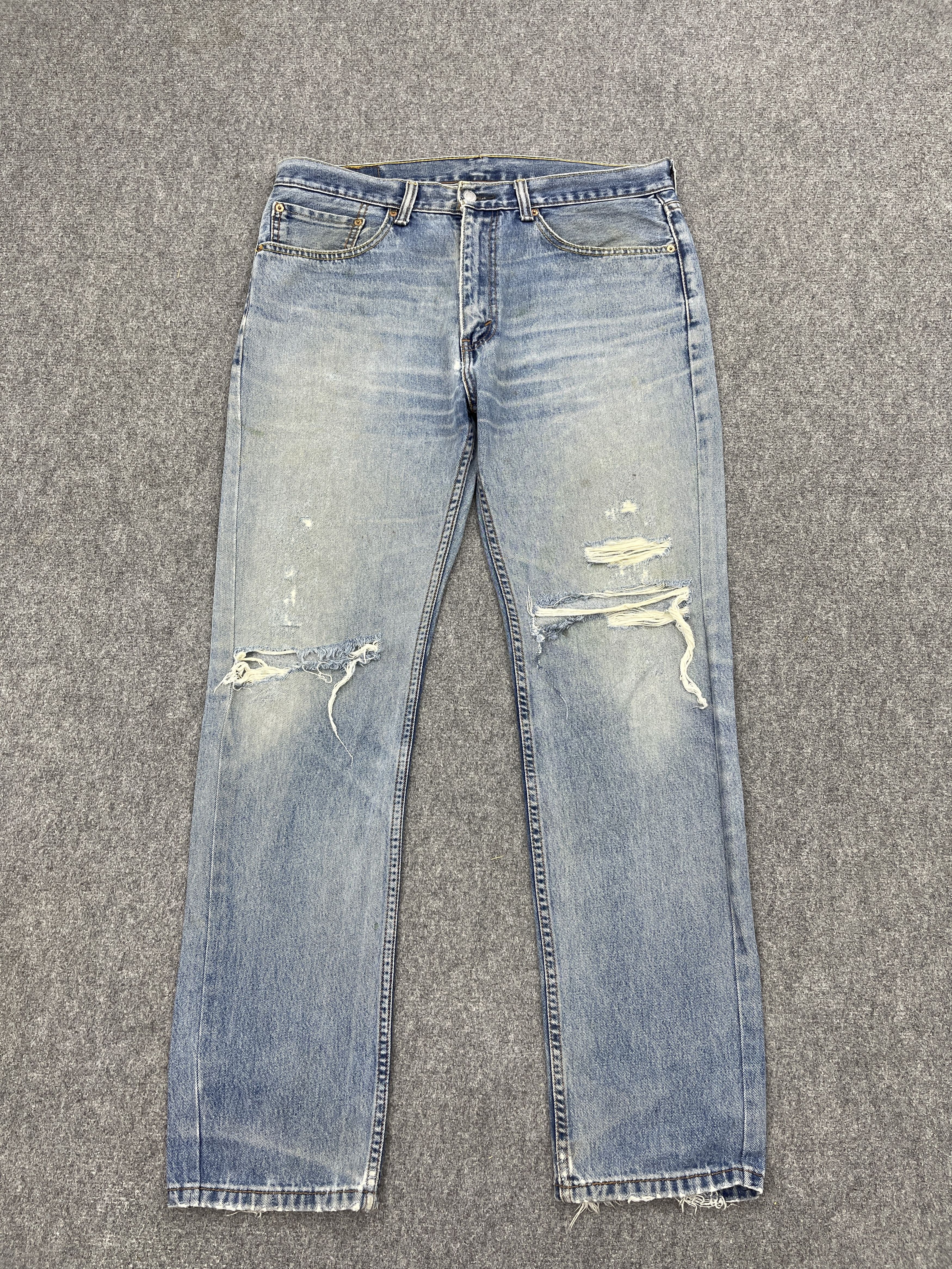 Levi's Vintage Distressed Levis 550 Light Wash Jeans DP2501 Size US 35 - 1 Thumbnail