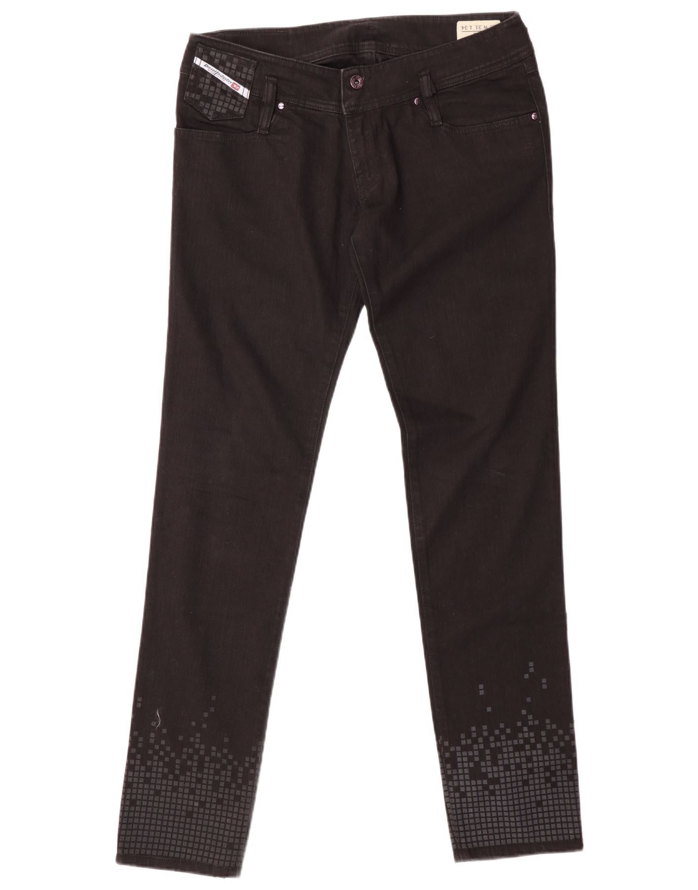 Diesel Womens Matic Slim Jeans W31 L34 Black Geometric Cotton Size 42" / US 20 - 1 Thumbnail