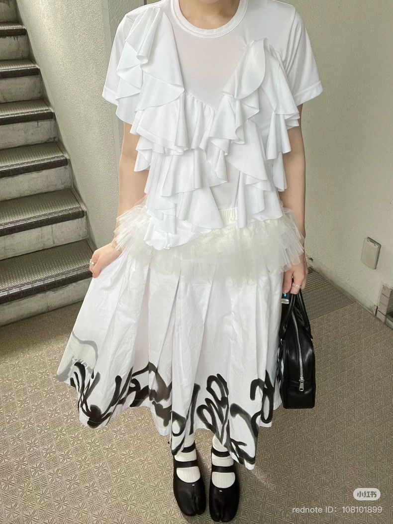 Comme des Garcons Comme Des Garcons Lace white short sleeved T-shirt 2505-Nex Size M / US 6-8 / IT 42-44 - 5 Thumbnail